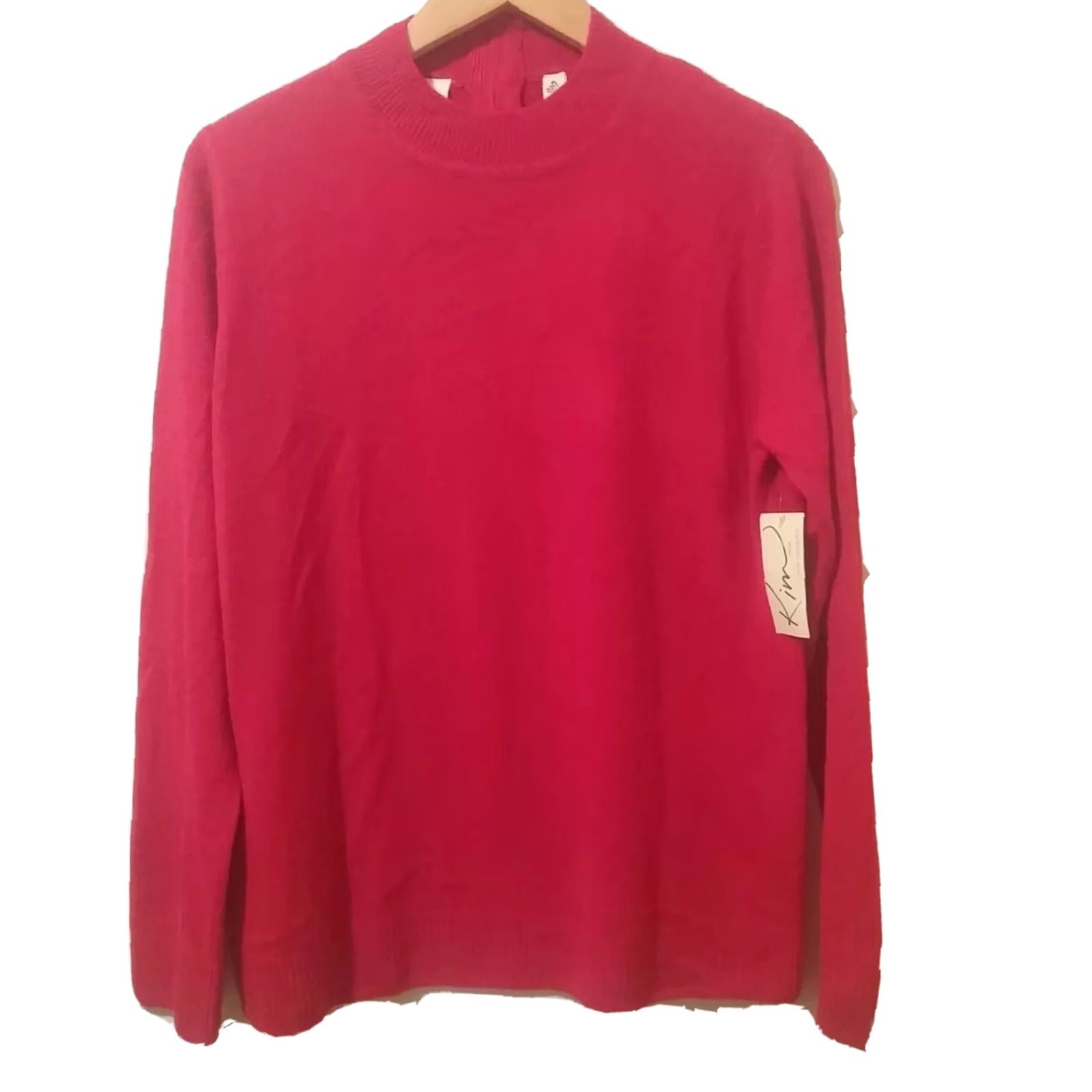 Vintage Kim Rogers Petite Sweater Womens PL Red Cardigan Long Sleeve Pullover Size L / US 10 / IT 46 - 2 Thumbnail
