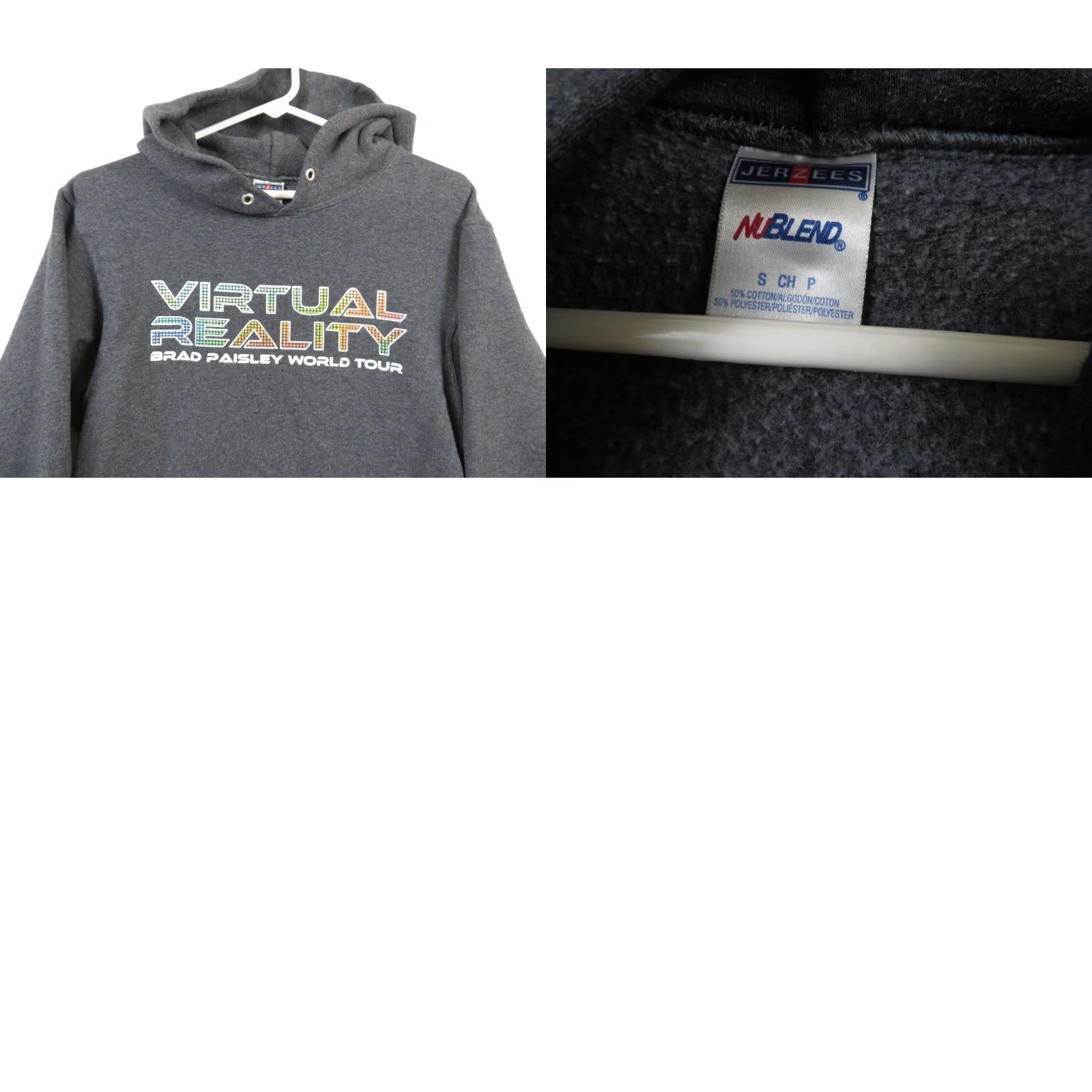 Jerzees Brad Paisley Virtual Reality World Tour Mens Hoodie Sweatshirt Sz S Gray JERZEES Graphic Print Pullover Casual Long Sleeve Colorful Music Country Size US S / EU 44-46 / 1 - 8 Thumbnail