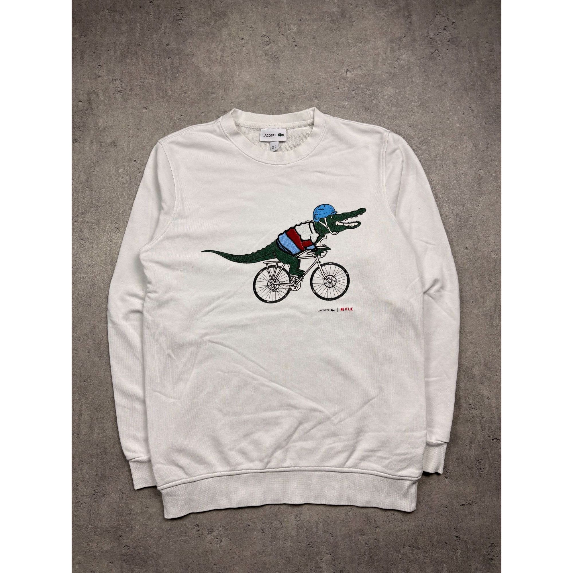 Lacoste Lacoste X Netflix Crocodile Cycling Sweatshirt White M Cotto Size US M / EU 48-50 / 2 - 1 Thumbnail
