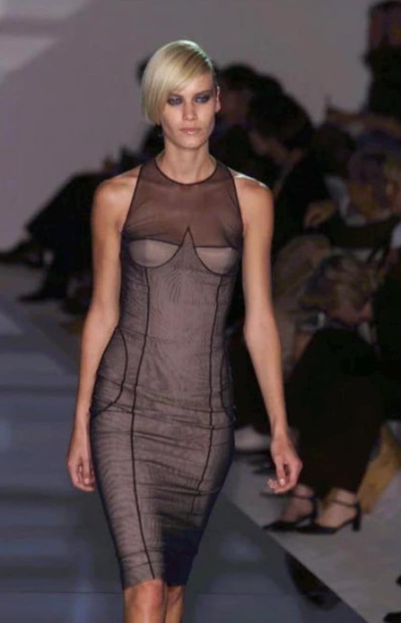 Gucci GUCCI By TOM FORD 2001SS Runway Mesh Corset Bodycon Dress Size M / US 6-8 / IT 42-44 - 2 Thumbnail