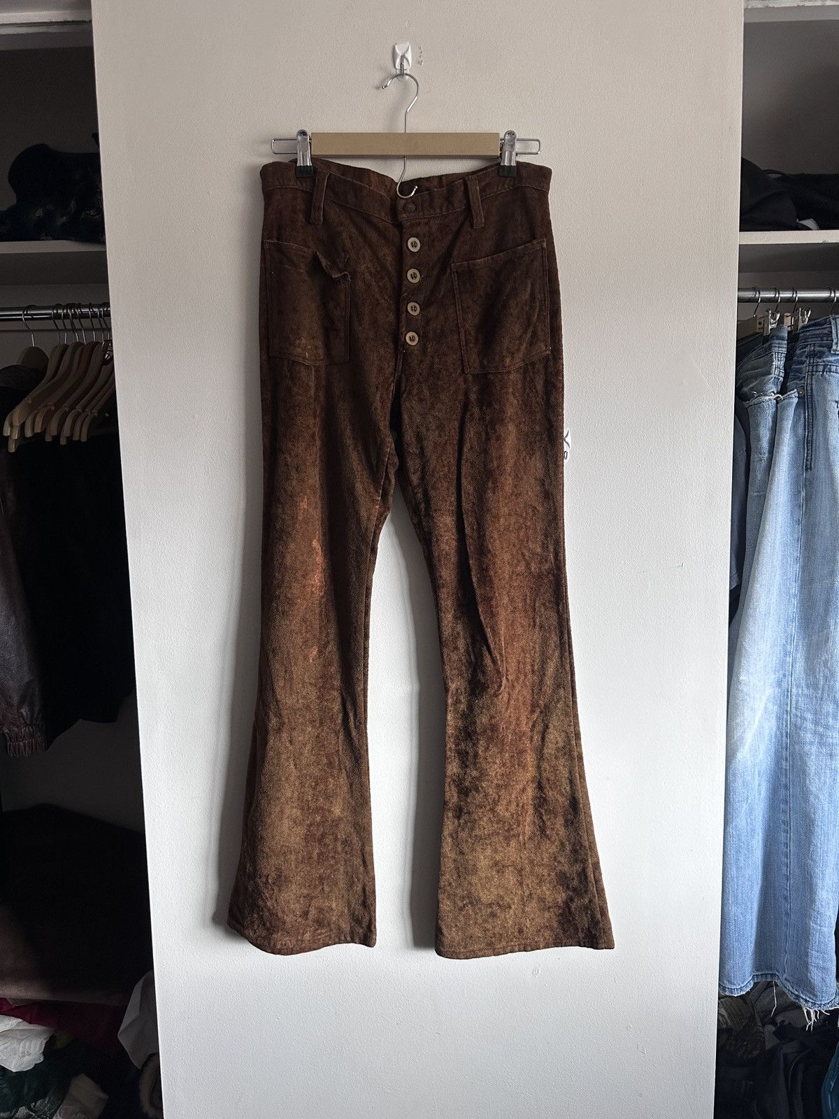 Vintage Vintage 70’s Hippie Flare Velvet Pants Size 30" / US 8 / IT 44 - 8 Thumbnail