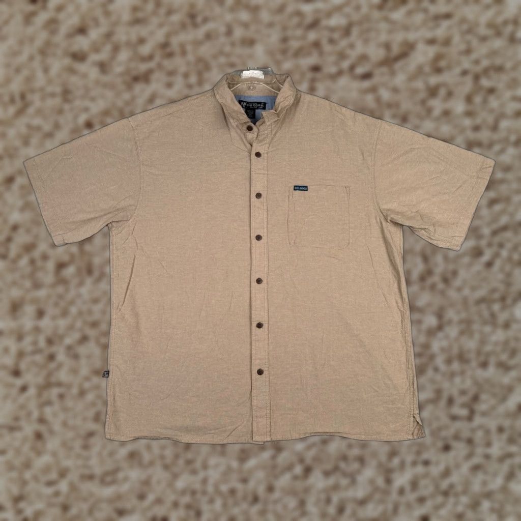 Big Dogs Big Dogs Shirt Adult 2XL XXL Beige Button Up Short Sleeve Pocket 100% Cotton Size US L / EU 52-54 / 3 - 1 Thumbnail