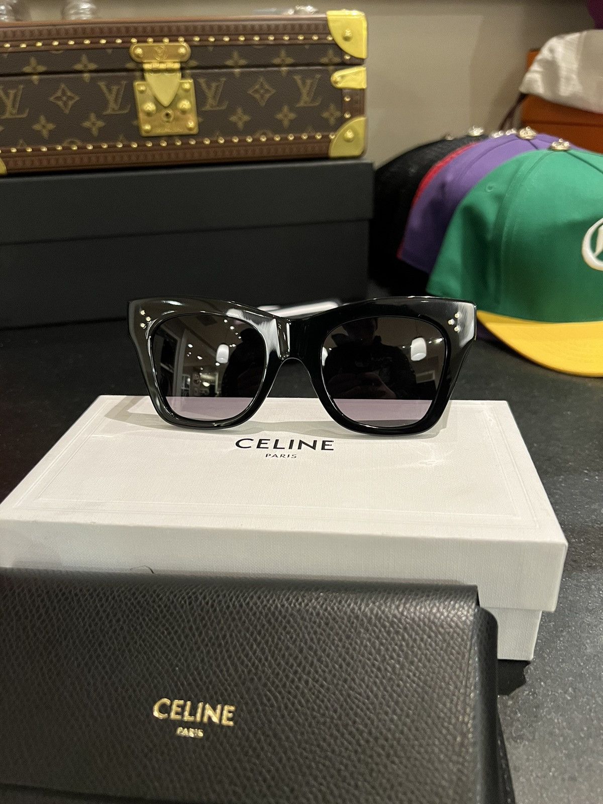 Celine Celine acetate black gold square sunglasses Size ONE SIZE - 3 Thumbnail