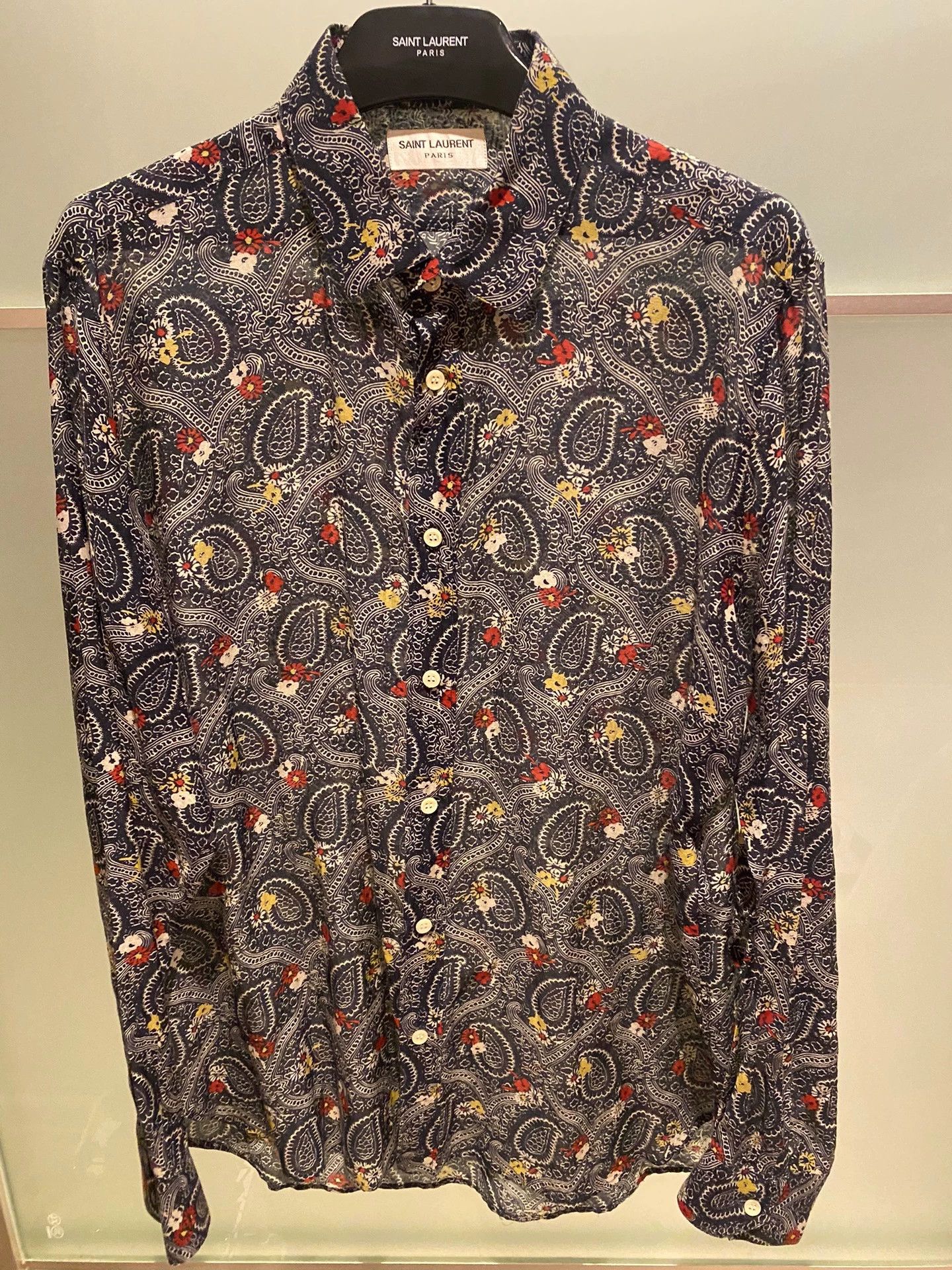 Saint Laurent Paris Saint Laurent Paris 15ss organza cashew patterned shirt Size US L / EU 52-54 / 3 - 1 Thumbnail