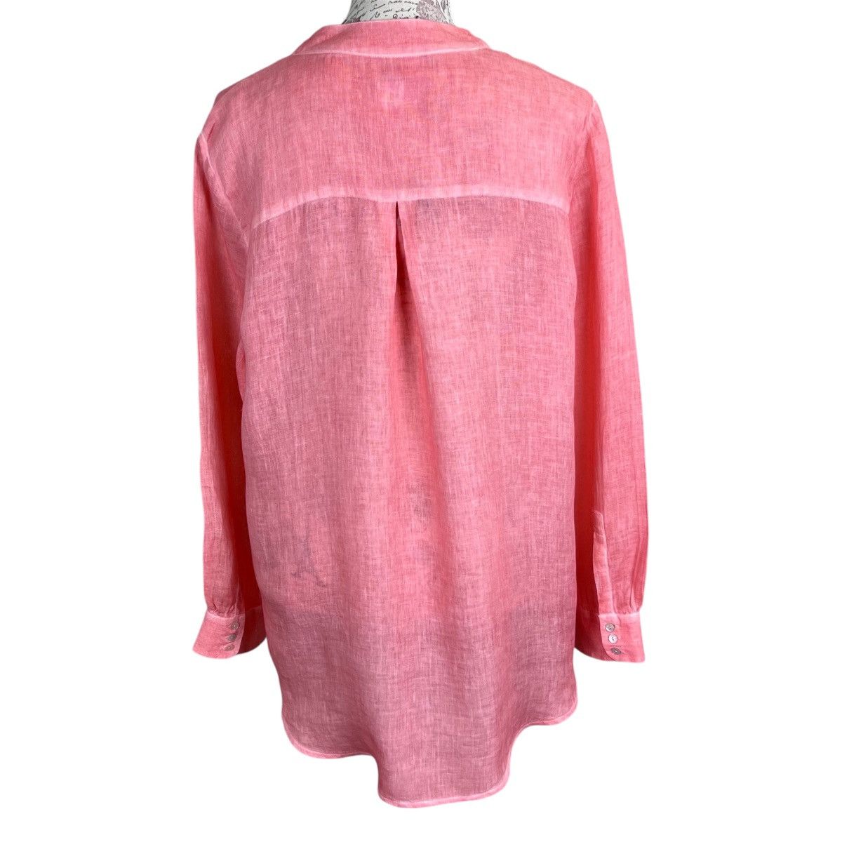 120% Lino 120% Lino Women’s V-Neck Linen Shirt Orange Long Sleeve XL Size XL / US 12-14 / IT 48-50 - 4 Thumbnail