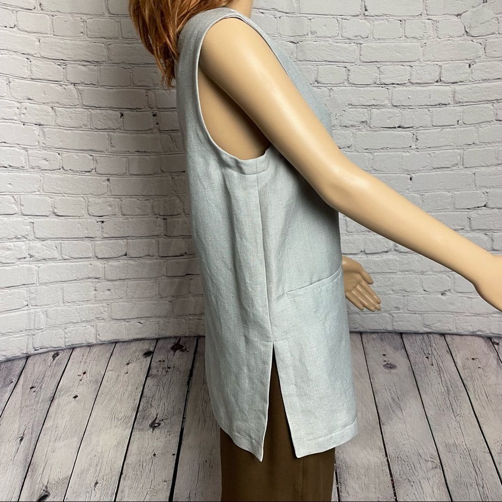 Harve Benard New Harve Benard Blue Linen Vest Size 12 Size XL / US 12-14 / IT 48-50 - 3 Thumbnail