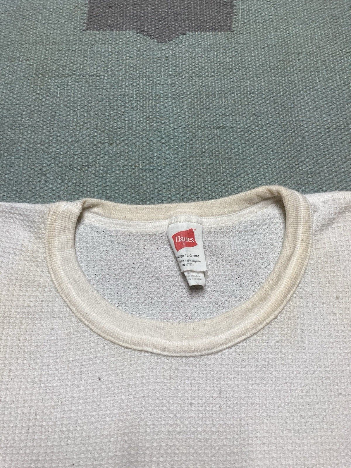 Vintage waffle knit thermal shirt base layer Hanes blank white XL Size US XL / EU 56 / 4 - 4 Thumbnail