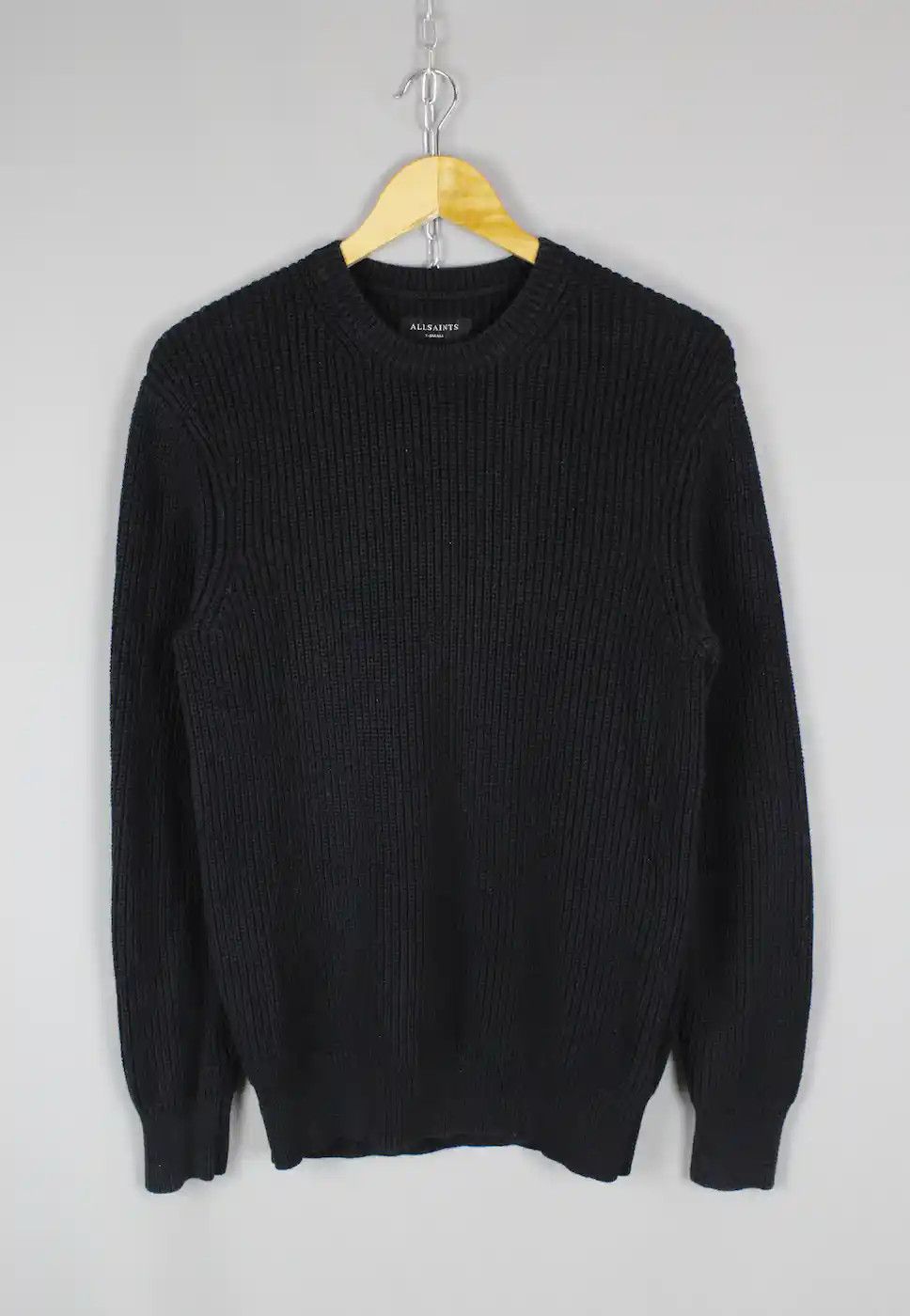 Allsaints All Saints Black Adan Crew Knit Ribbed Cotton Sweater Size US XS / EU 42 / 0 - 2 Thumbnail