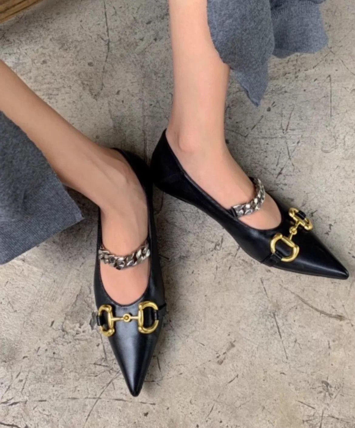 Gucci Gucci Horsebit Black Pointed Toe Flat 36 with Box Size US 5.5 / IT 35.5 - 8 Thumbnail