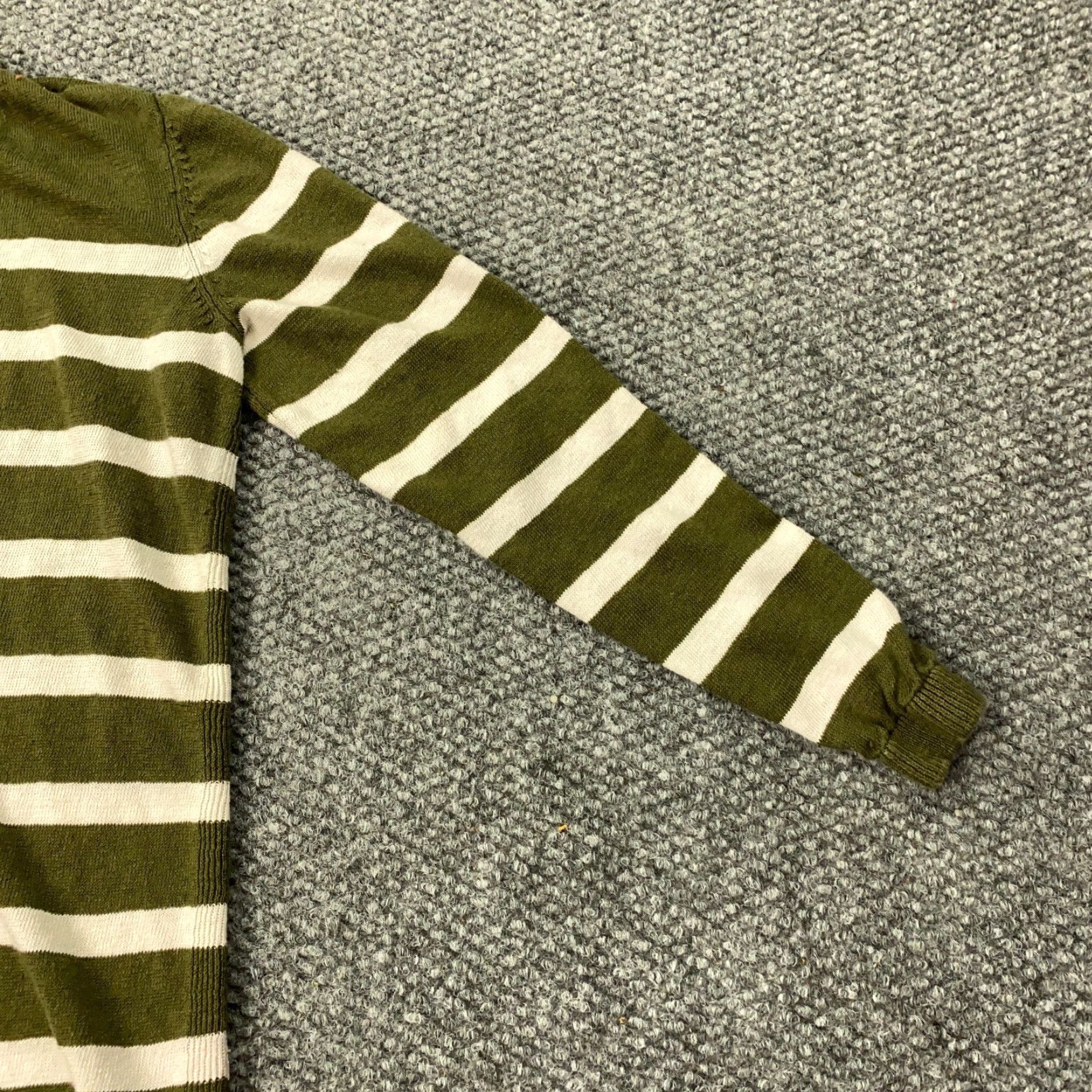 Talbots Talbots Linen Cardigan Sweater Womens Petite Small Green Striped Open Front Size S / US 4 / IT 40 - 3 Thumbnail