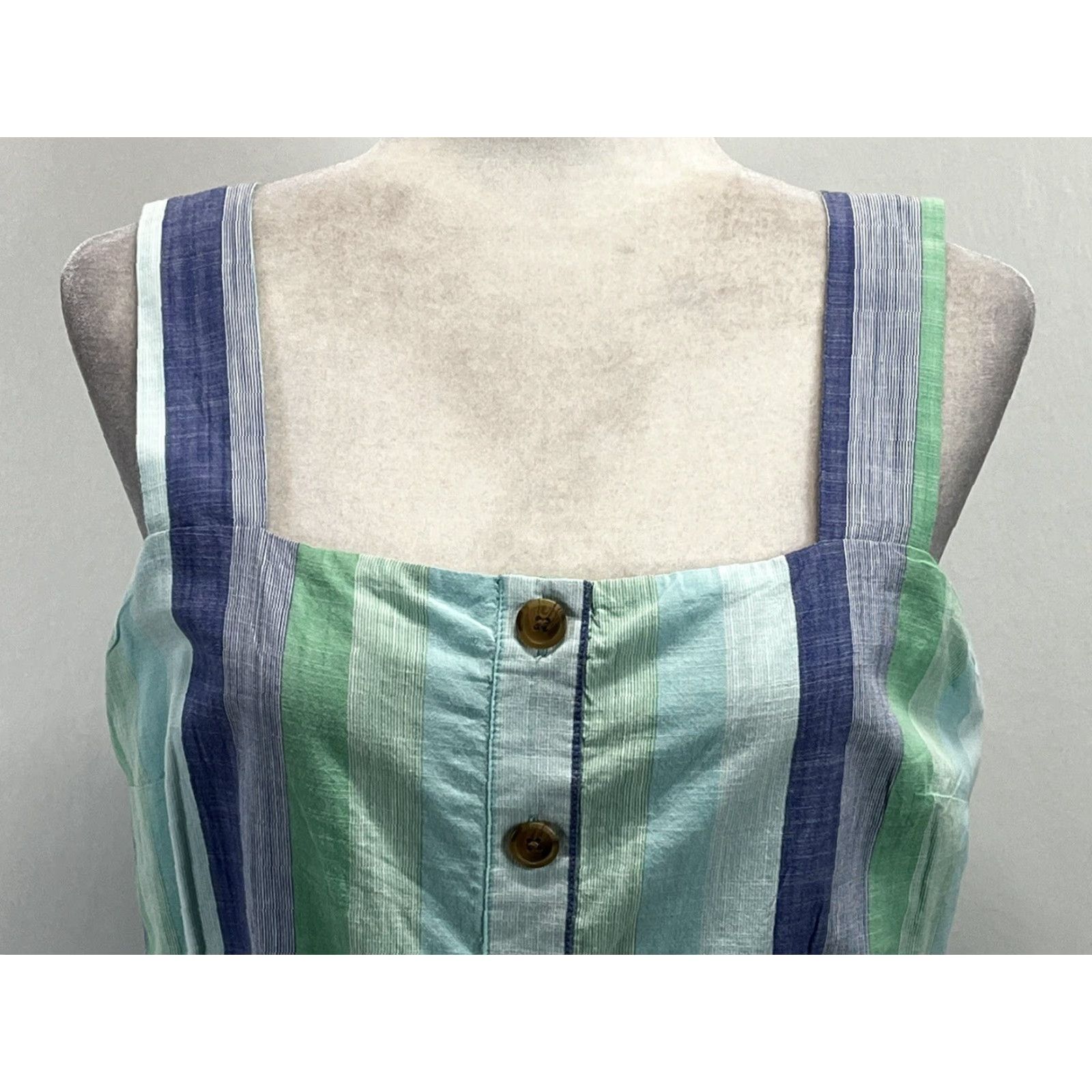 Talbots Talbots Women's Sundress 10P Cotton Midi Beachcomber Stripe Sleeveless Square Neck Casual Summer Size L / US 10 / IT 46 - 5 Thumbnail