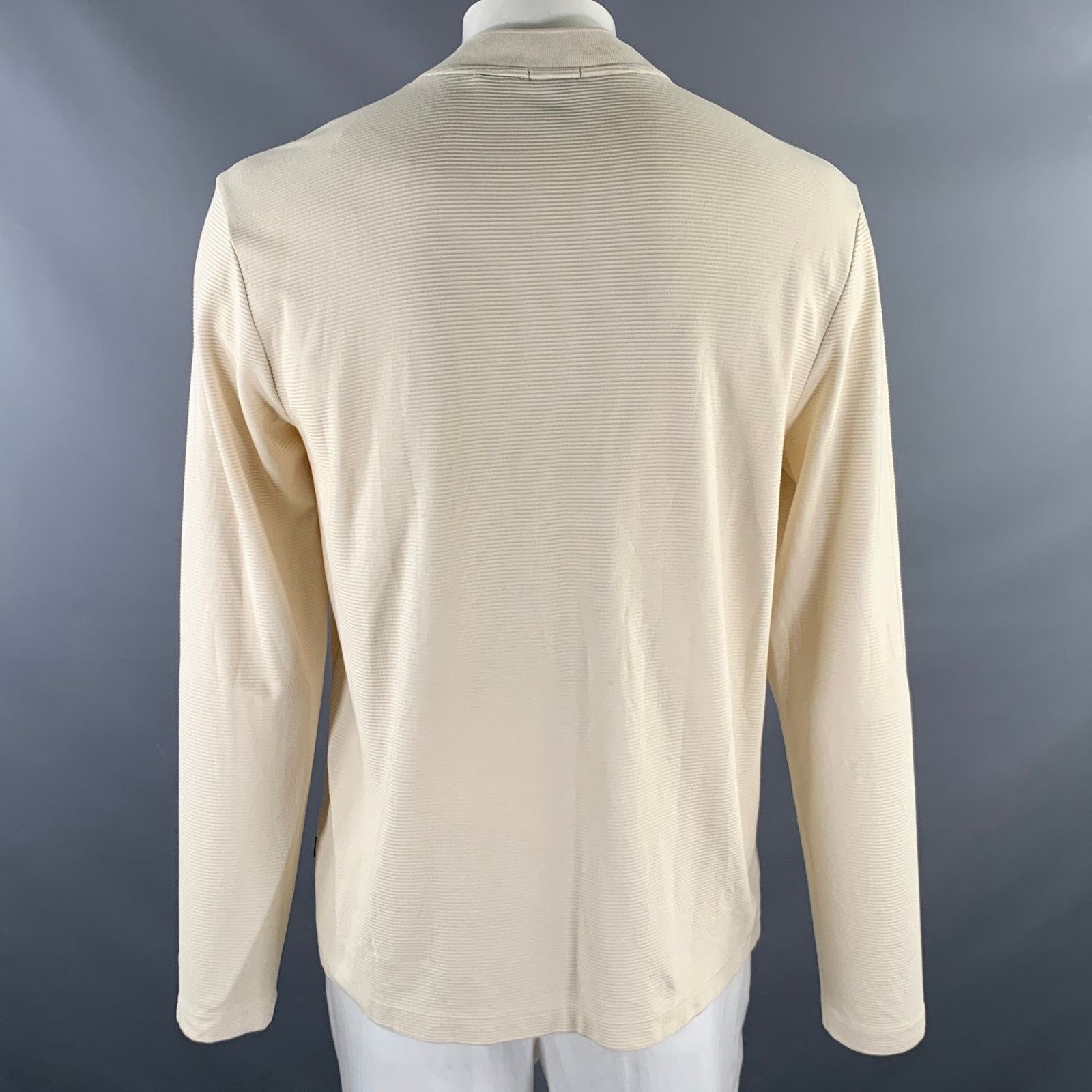 Hugo Boss HUGO BOSS Size XL Cream Ribbed Cotton Henley Pullover Size US XL / EU 56 / 4 - 4 Thumbnail