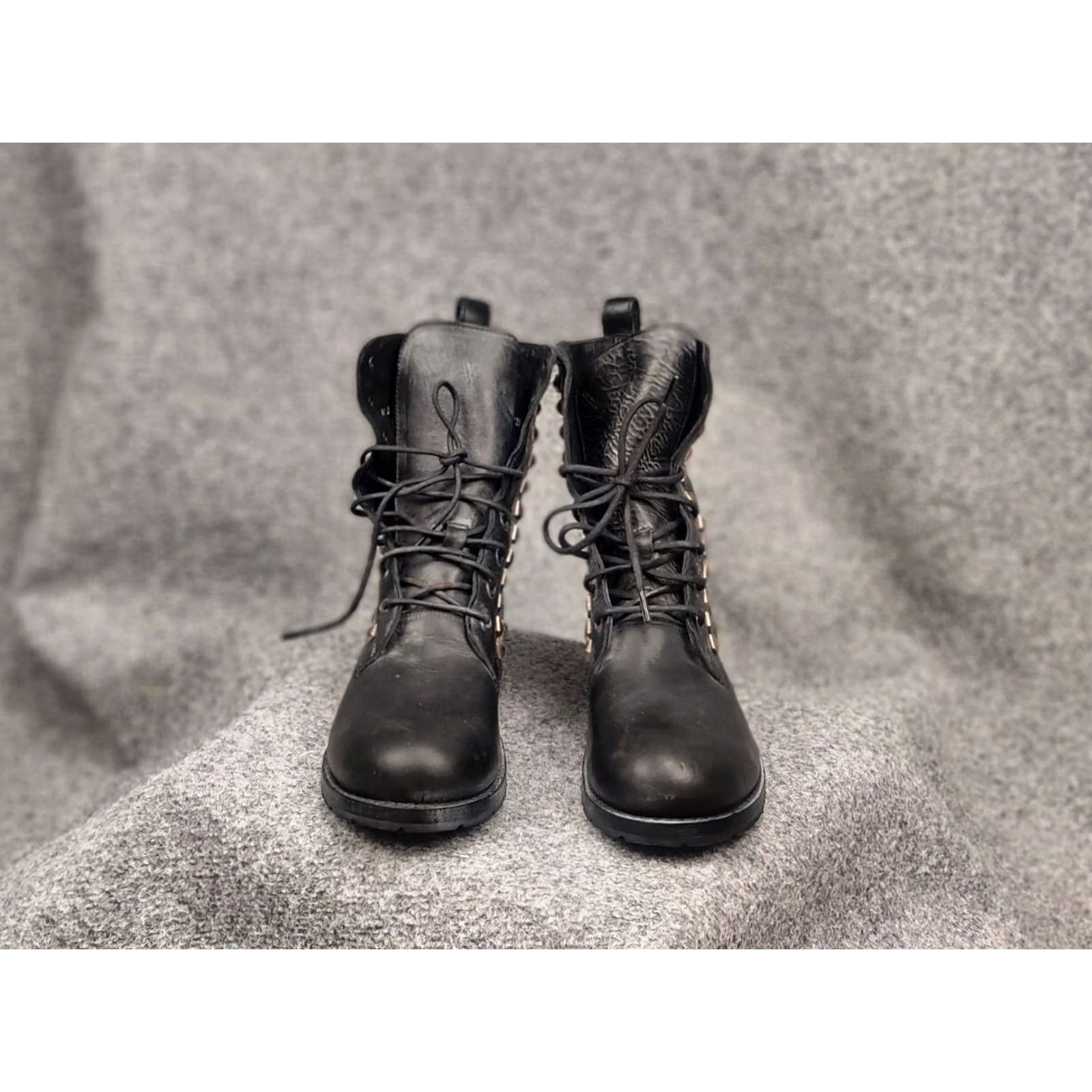 Frye Frye Design Rogan Studded Lace Tall Black Leather Ankle Boots Size US 11 / IT 41 - 5 Thumbnail