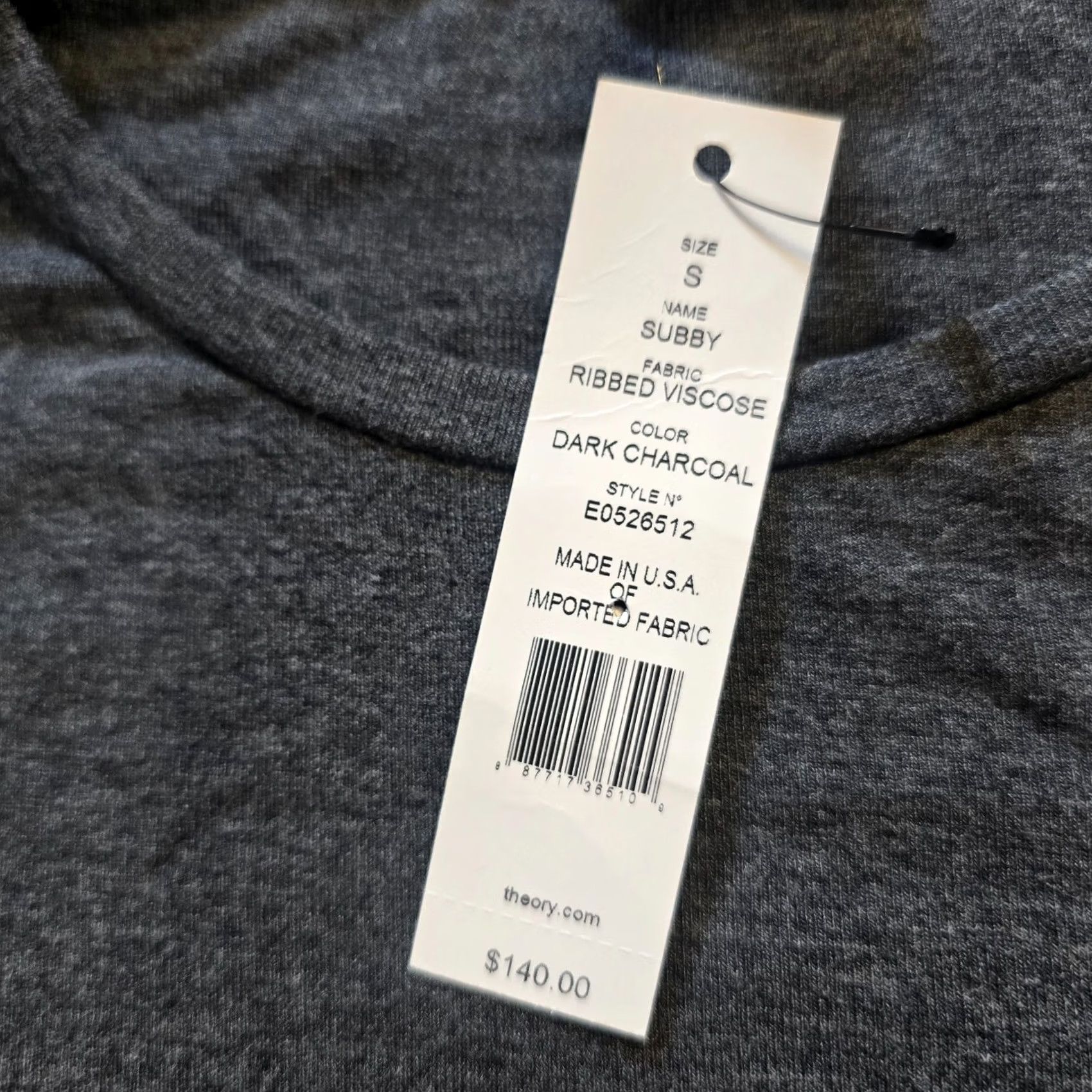 Theory Theory Top Womens Size Small Gray Ribbed Short Sleeve Stretch Minimal Capsule Top Size S / US 4 / IT 40 - 5 Thumbnail