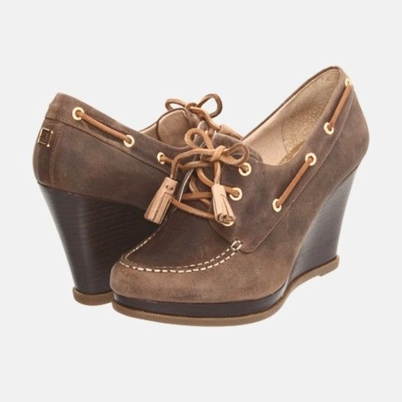 Sperry Sperry Top-Sider Seabourn Distressed Brown Oil Leather Wedge Size US 8 / IT 38 - 1 Thumbnail