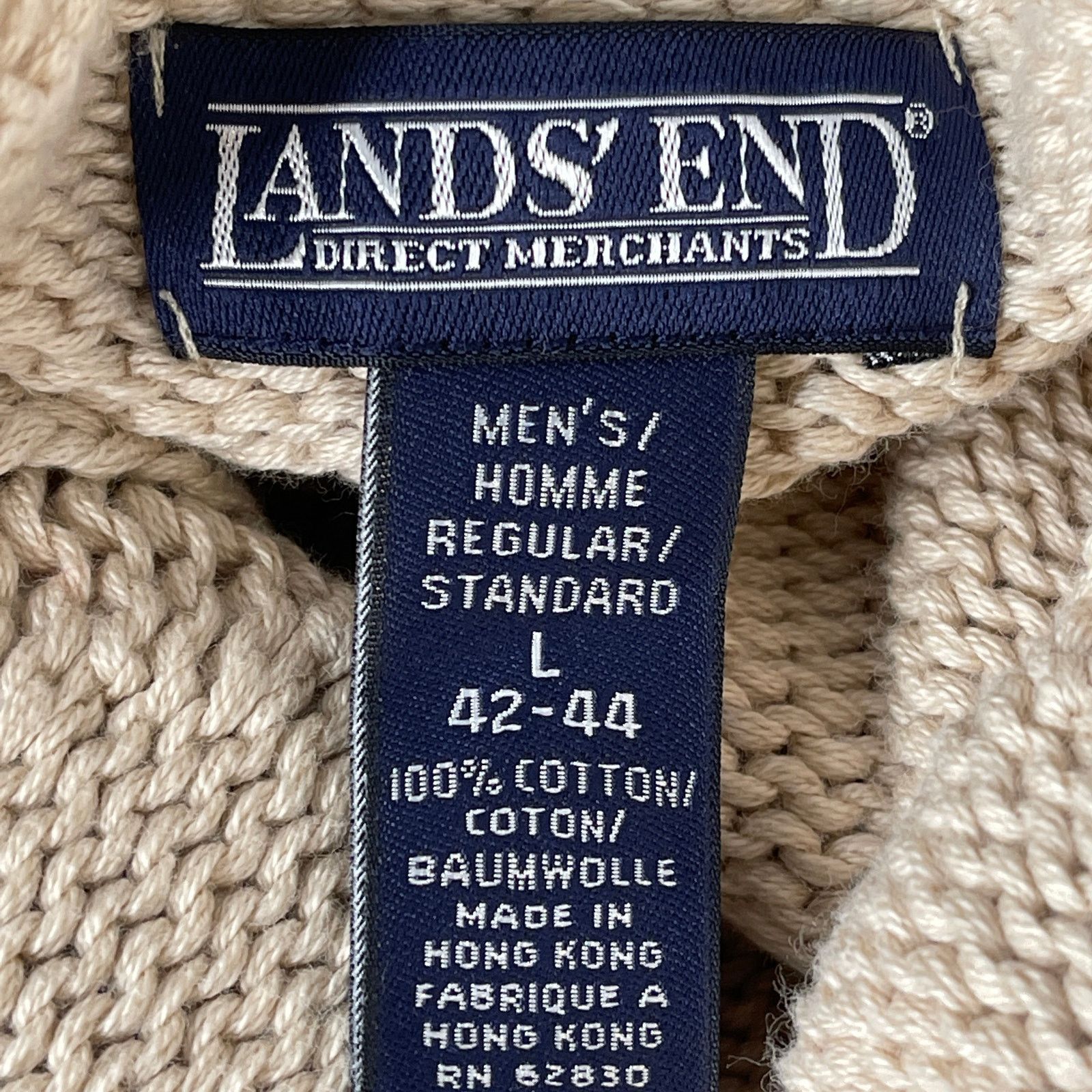 Lands' End Lands' End Cotton Knit Pullover Quarter Zip Wool Free Size US L / EU 52-54 / 3 - 3 Thumbnail