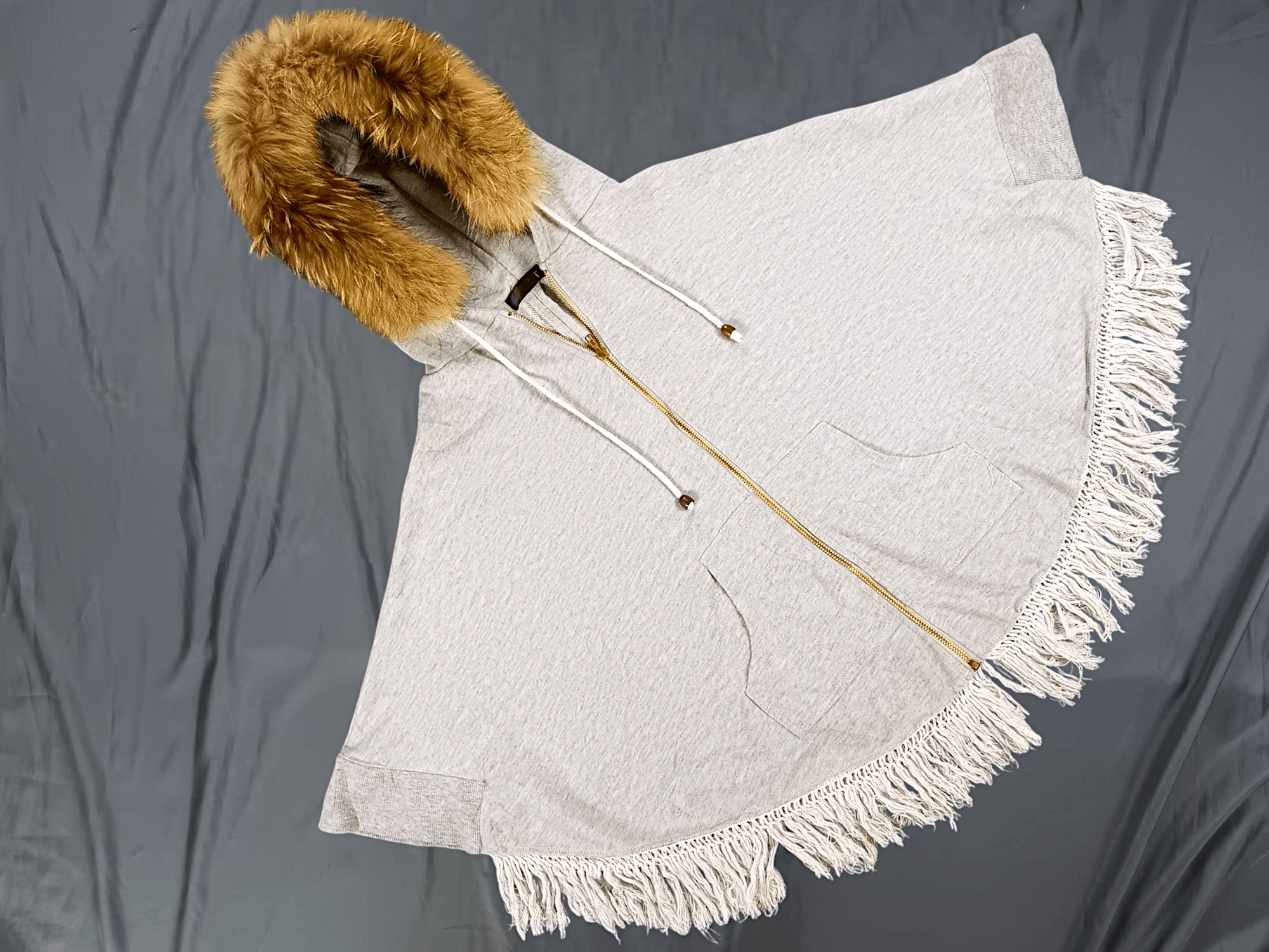 Japanese Brand × Le Grande Bleu (L.G.B.) "F" Vintage Fur Zipper Hoodie Tassel Poncho Size US L / EU 52-54 / 3 - 16 Thumbnail