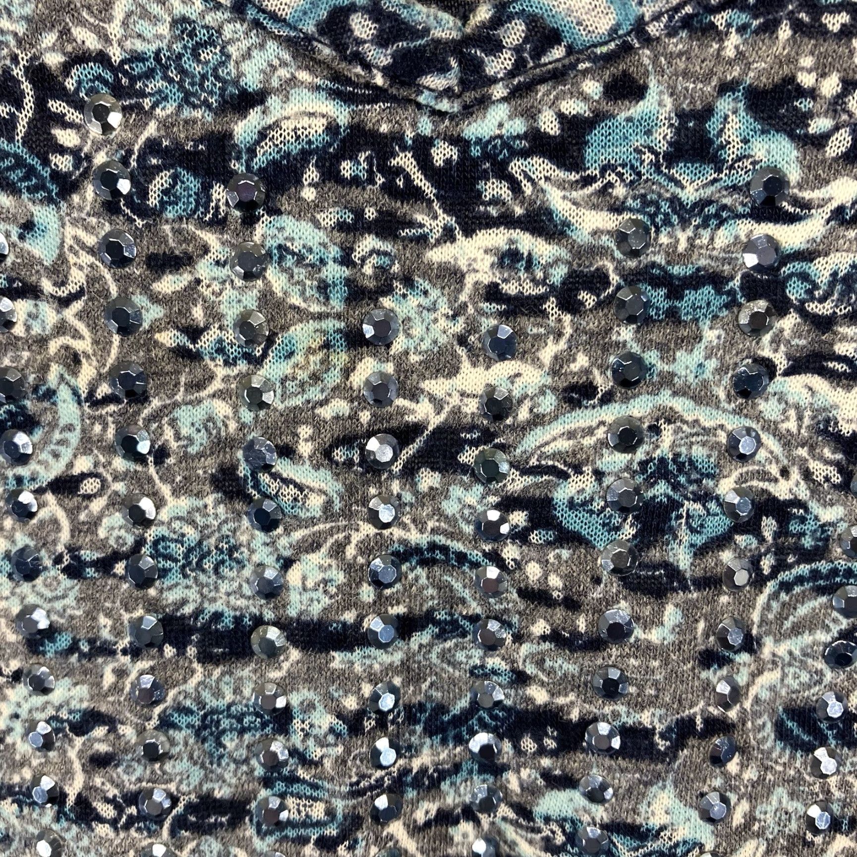 Faded Glory Faded Glory Women's Blouse Tunic Short Sleeve Cold Shoulder 3X Blue Gray Bling Geometric Knit Polyester Cotton V-Neck Pullover Mens? Size XXL / US 16-18 / IT 52-54 - 6 Thumbnail