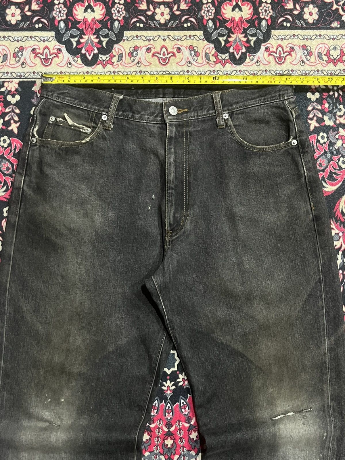 JNCO ⚡️Baggy⚡️Vintage Japanese Brand Brownish Black Frayed Leg Jean Size US 34 / EU 50 - 12 Thumbnail