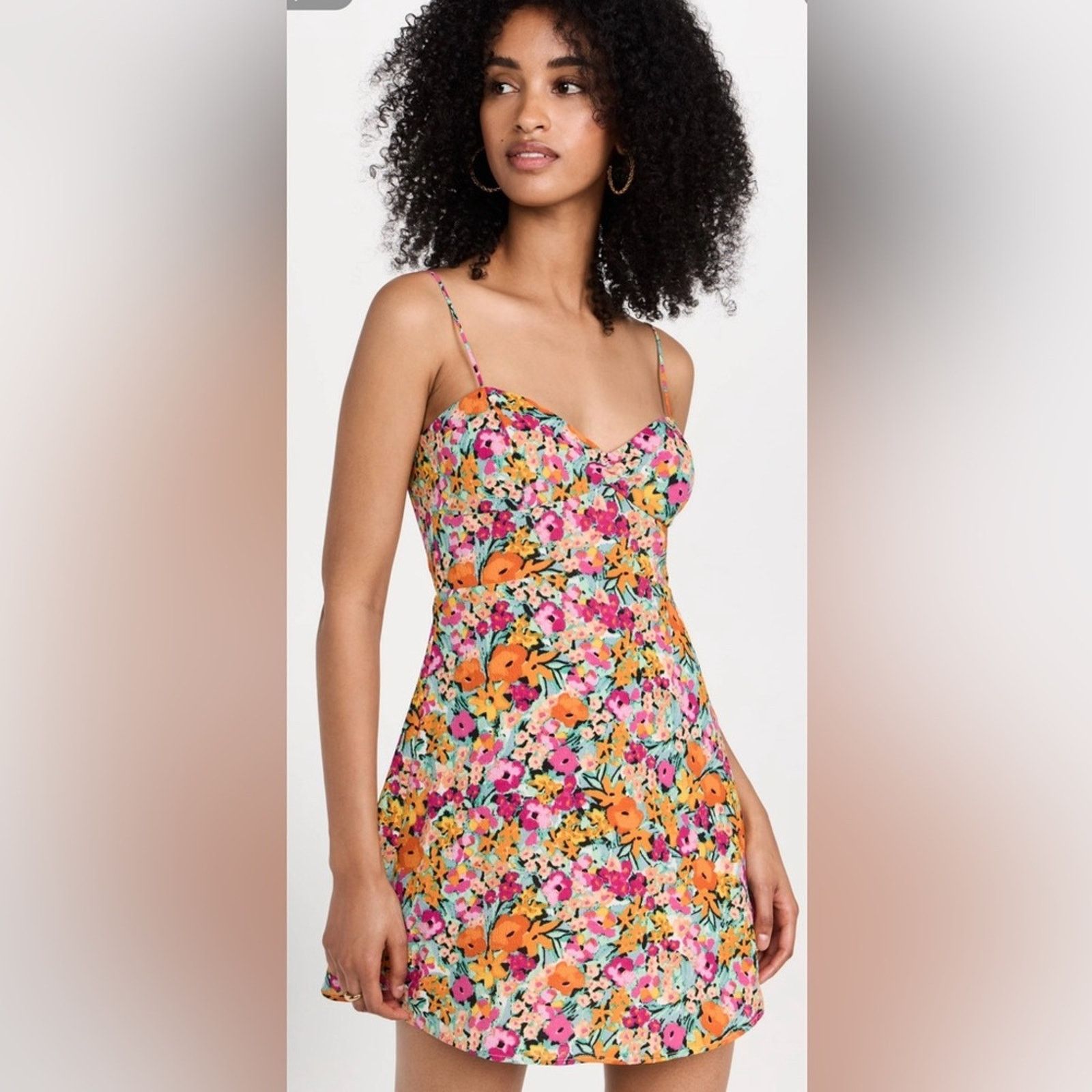 For Love & Lemons NWT For Love and Lemons $198 Floral Spaghetti Strap Dress XS Size XS / US 0-2 / IT 36-38 - 1 Thumbnail