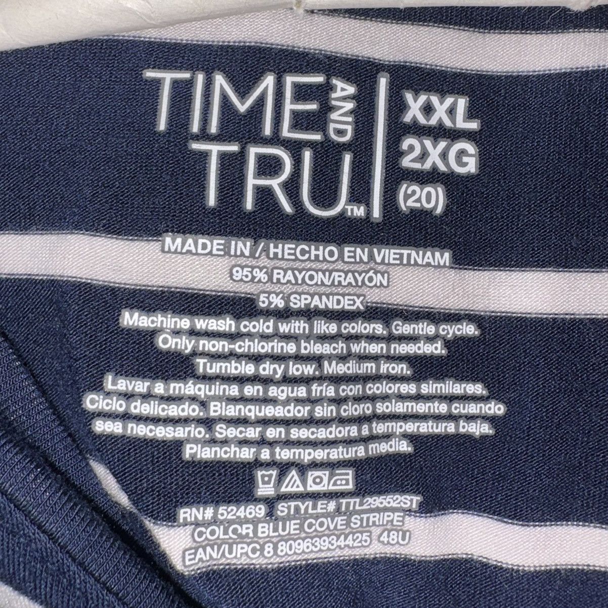 Walmart Time and Tru Navy Blue and White Striped Sleeveless Dress Size XXL / US 16-18 / IT 52-54 - 5 Thumbnail