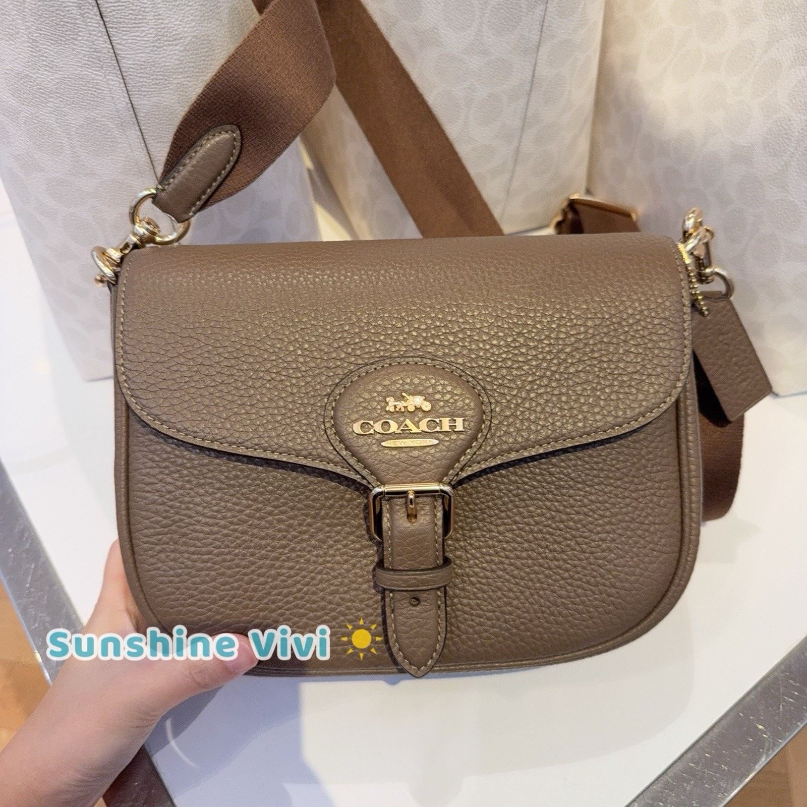 Coach NWT COACH Amelia Saddle Bag Shoulder CP107 Gold/Dark Stone Size ONE SIZE - 1 Thumbnail