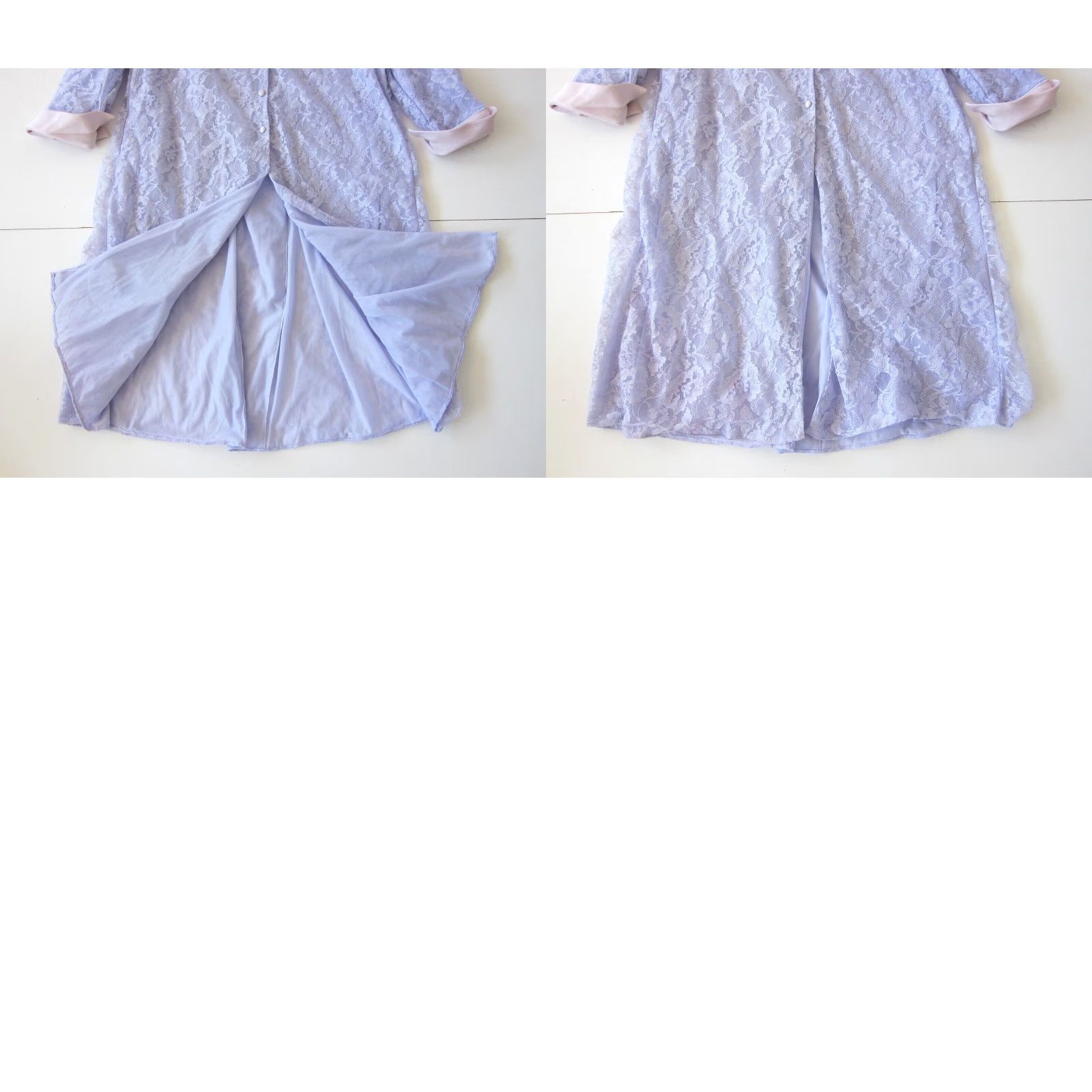 Vintage VINTAGE Rogers Nylon Purple Lace Button Down Pink Silk Collared Lingerie Robe S Size ONE SIZE - 8 Thumbnail