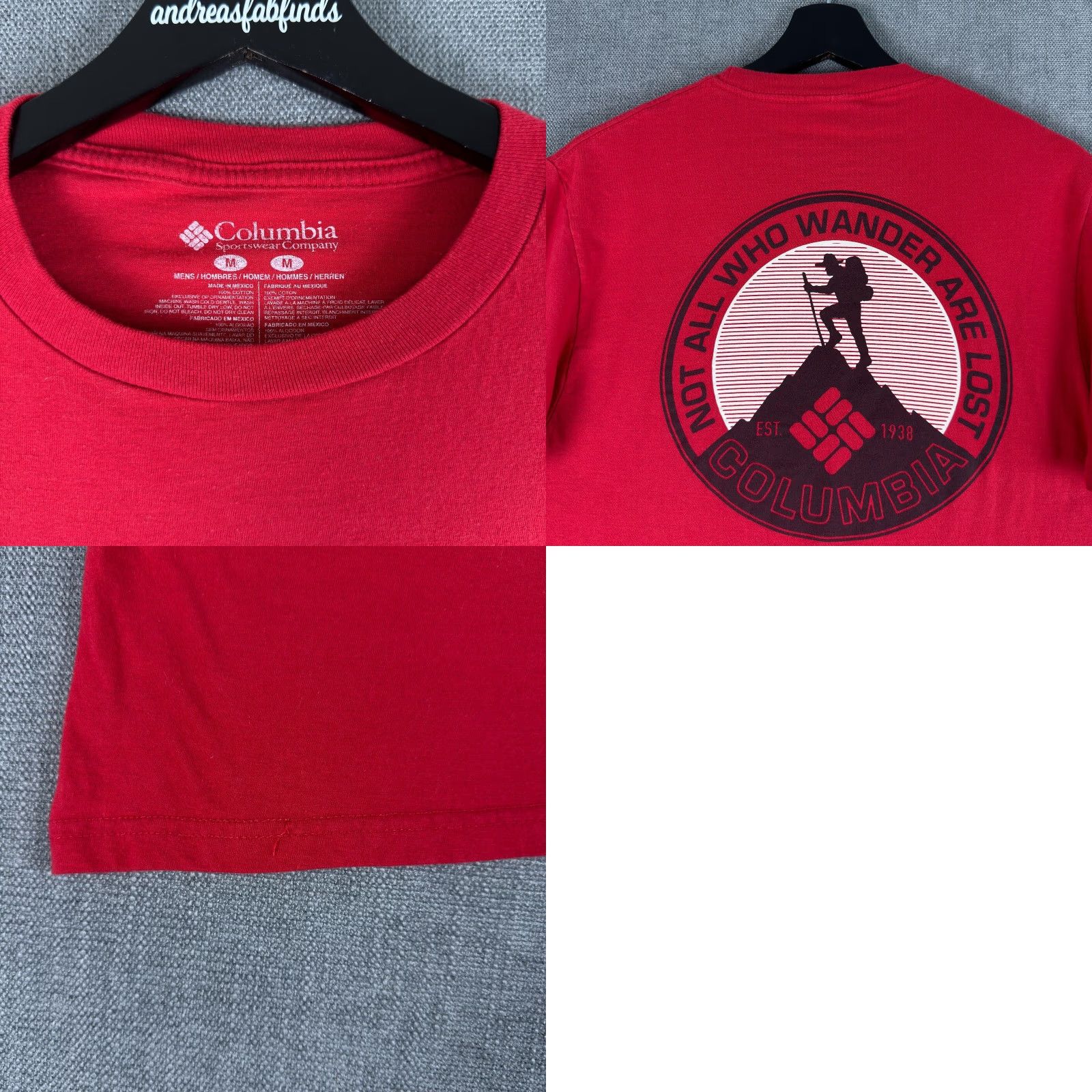 Vintage Columbia Shirt Mens M Red Not All Who Wander Are Lost Hiking Outdoor Mountain T-Shirt Casual Logo, Outdoor, All Seasons Mens Size US M / EU 48-50 / 2 - 8 Thumbnail