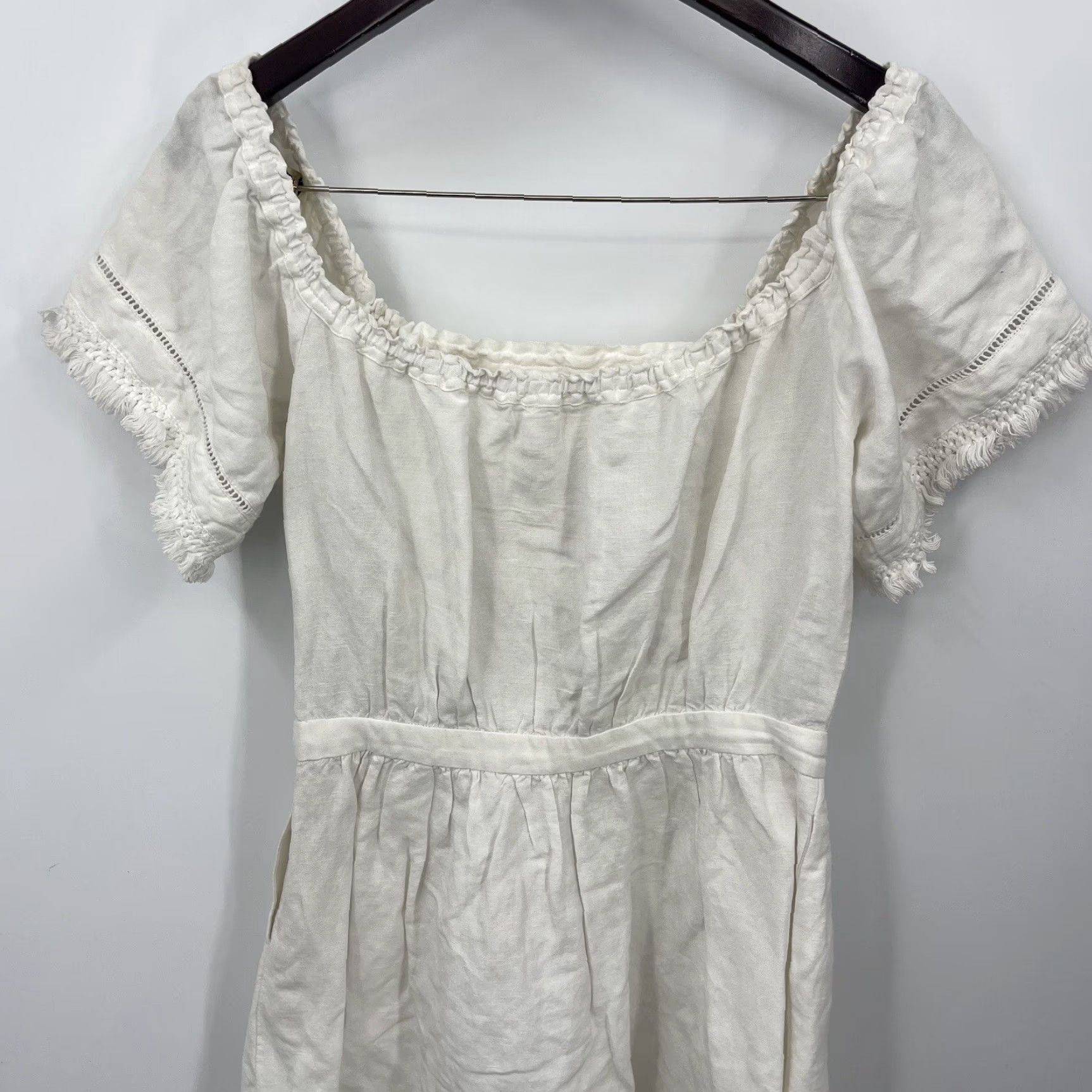 Vintage TJD Dress The Jetset Diaries Womens Mid Ivory Mini Linen Blend Cottagecore Size M / US 6-8 / IT 42-44 - 4 Thumbnail