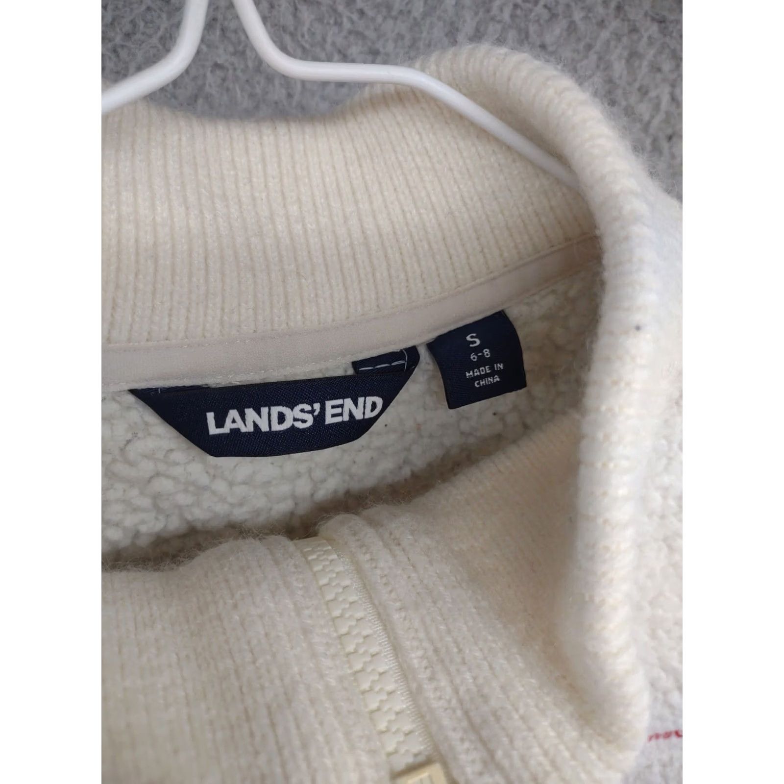 Lands' End Lands' End Johnson & Johnson 1/4 Zip Sherpa Pullover Sweater Women's S Ivory Polyester Fleece Long Sleeve Collared Pullover Casual 100% Polyester Size S / US 4 / IT 40 - 3 Thumbnail