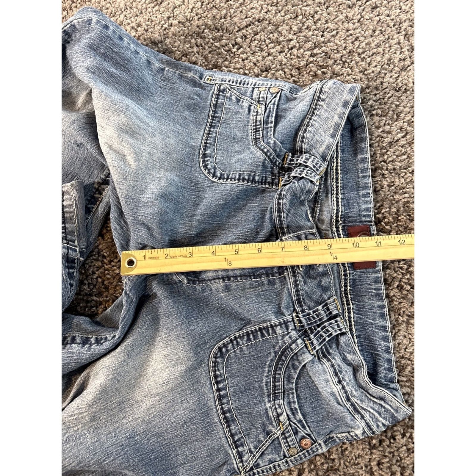 Vintage ANGELS Capri Jeans Blue Denim Low Rise 14 Juniors Cuffed Pockets Size 36" / US 14 / IT 50 - 5 Thumbnail