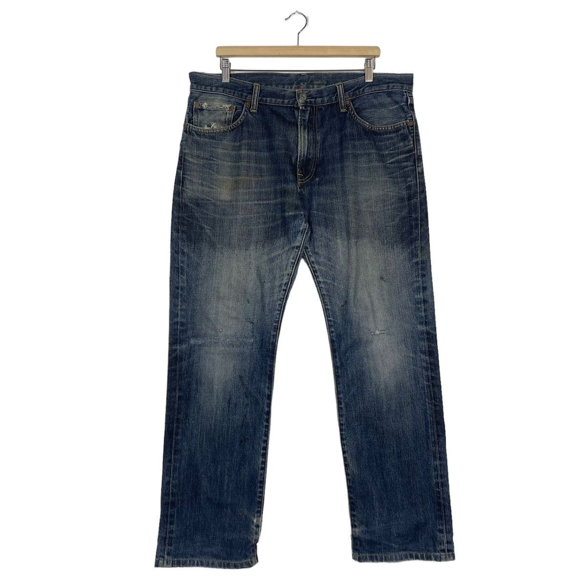 Japanese Brand Uniqlo UJ Distressed Flare Regular Fit Straight Jeans Size US 38 / EU 54 - 2 Thumbnail