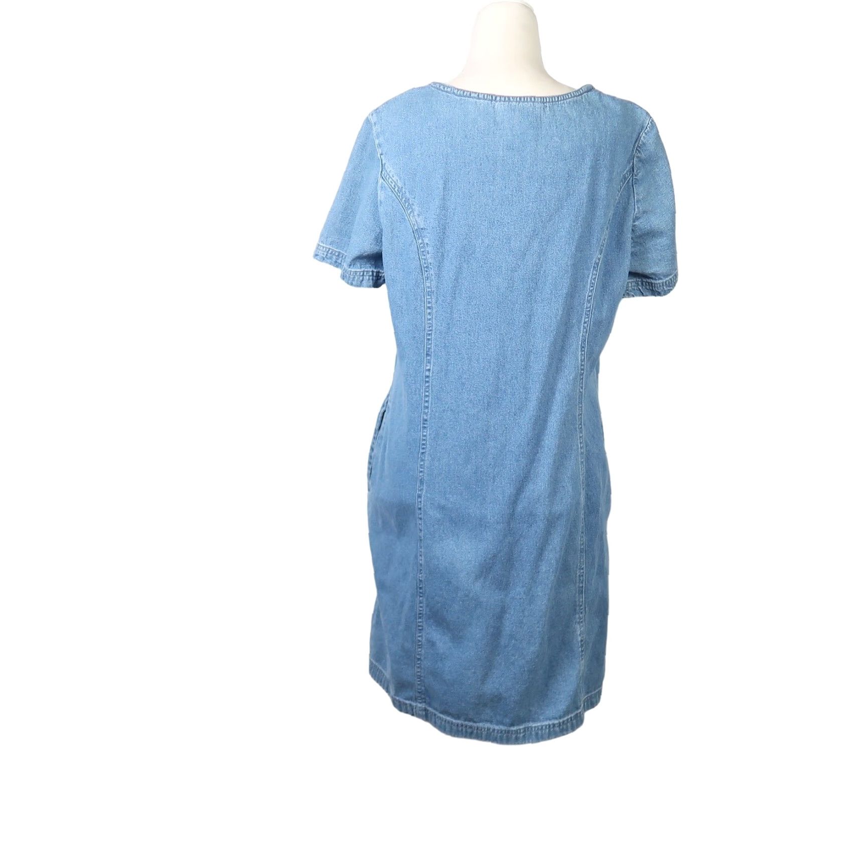 Denime VINTAGE Boston Classics 90s light wash blue denim mini t-shirt dress 10 Womens Short Sleeve Cotton Pockets 90s Vintage Classic Dress Size L / US 10 / IT 46 - 4 Thumbnail