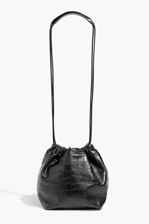 Jil Sander o1loc1c0426 Size:OS/Croc-Effect Leather Bucket Bag in Black Size ONE SIZE - 1 Thumbnail