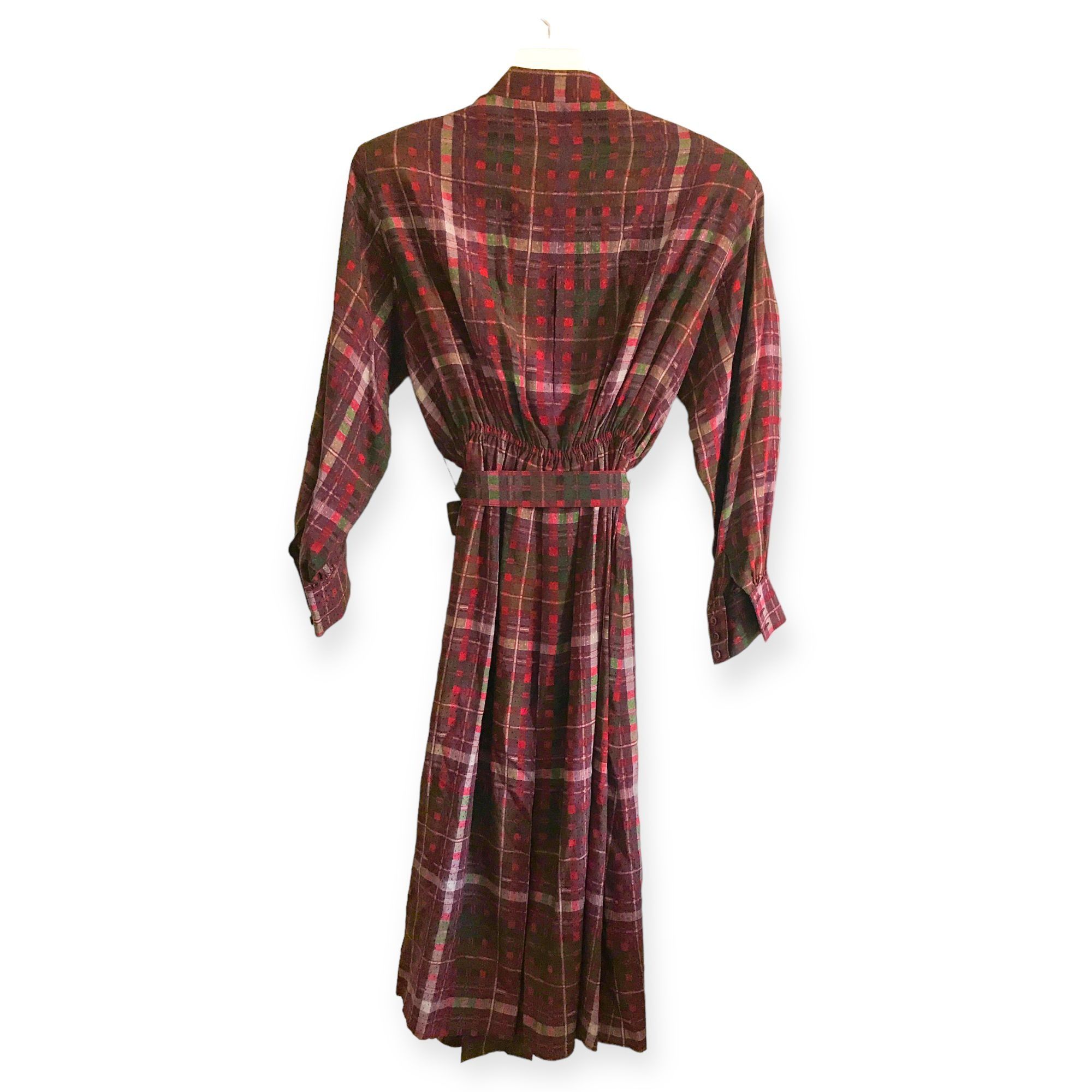 Other 1980s Christian Aujard Plaid Silk Midi Dress Made in Italy Size S / US 4 / IT 40 - 3 Thumbnail