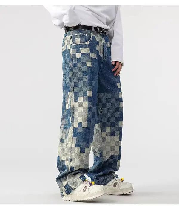 VIBE Vintage Street Hip Hop Mosaic Loose Casual Jeans Size US 36 / EU 52 - 1 Thumbnail