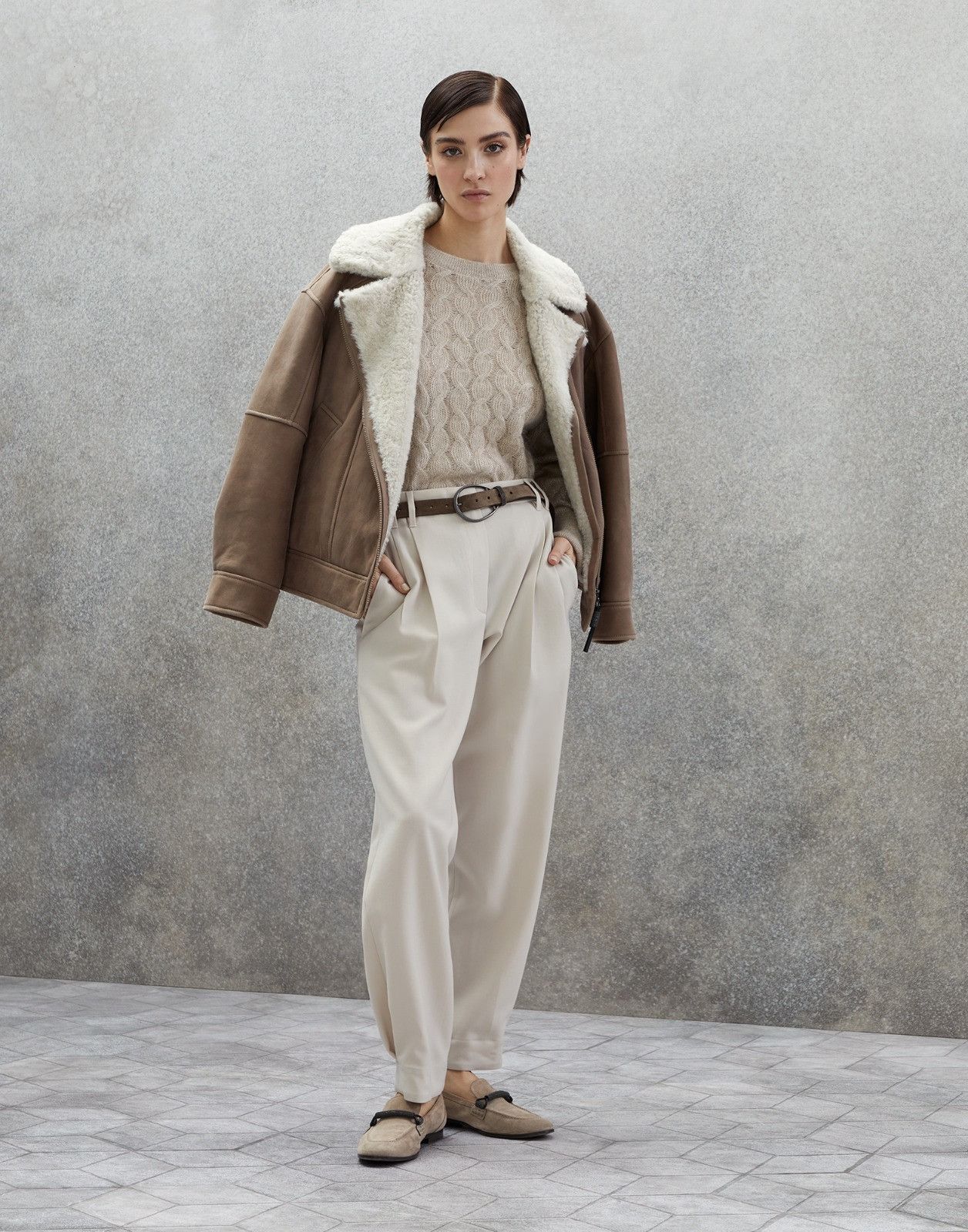 Brunello Cucinelli o1la1rc1a0225 High Waist Pant in Beige Size 25" / US 0 / IT 36 - 4 Thumbnail