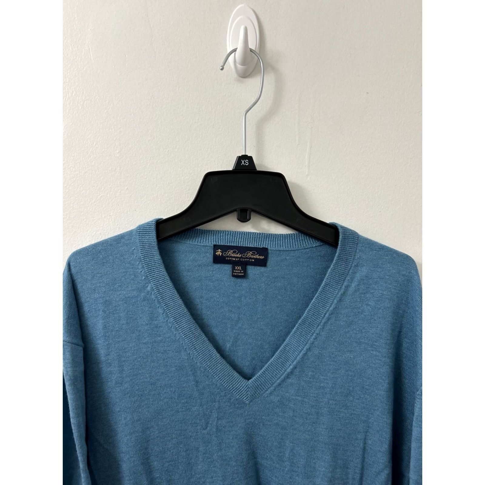 Brooks Brothers Brooks Brothers Sweater Mens 2XL Blue Supima Cotton V-Neck Pullover Sweatshirt Size US XXL / EU 58 / 5 - 2 Thumbnail