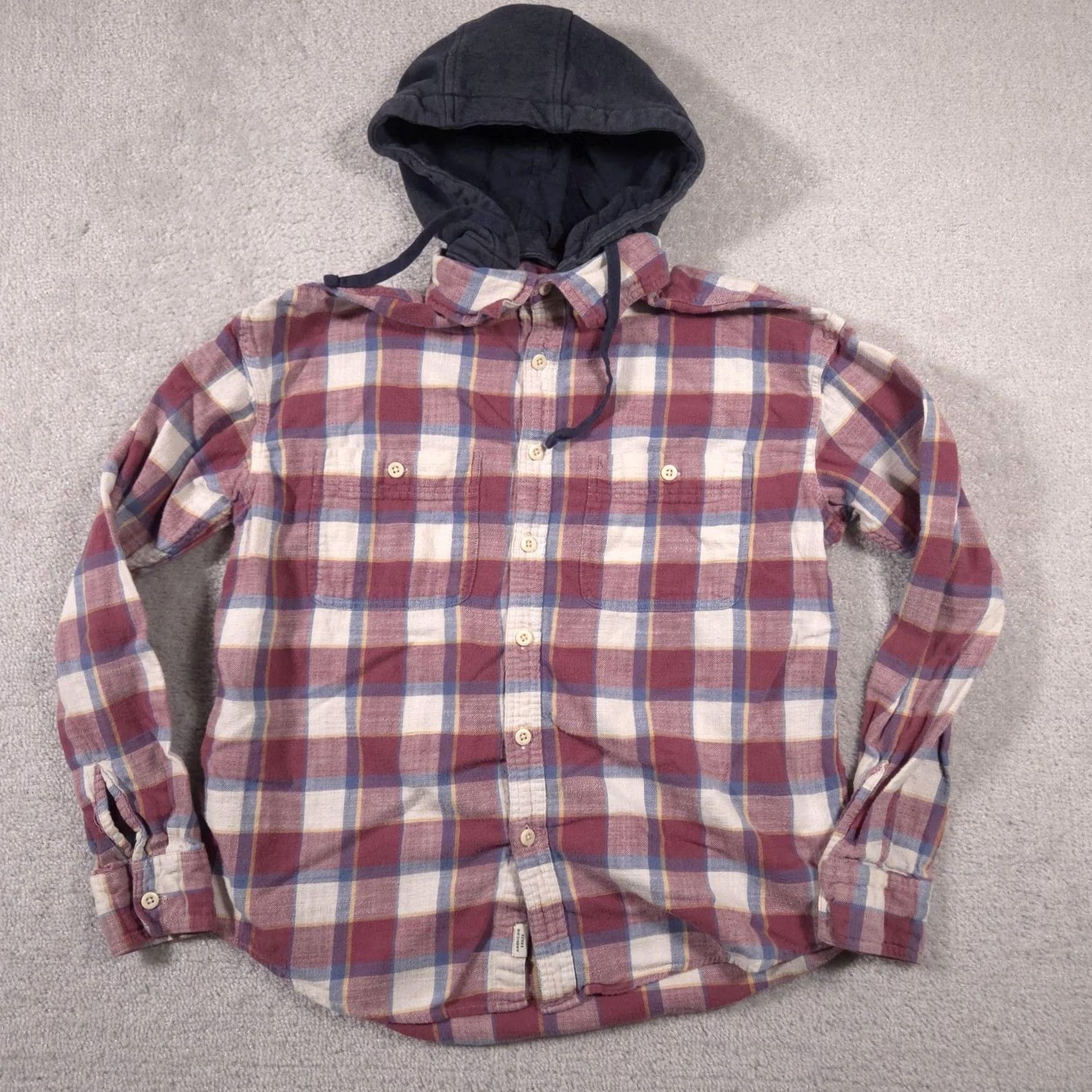 American Eagle Outfitters VINTAGE American Eagle Shirt Mens Medium Red Plaid Hooded Flannel Button Down Casual Size US M / EU 48-50 / 2 - 2 Thumbnail