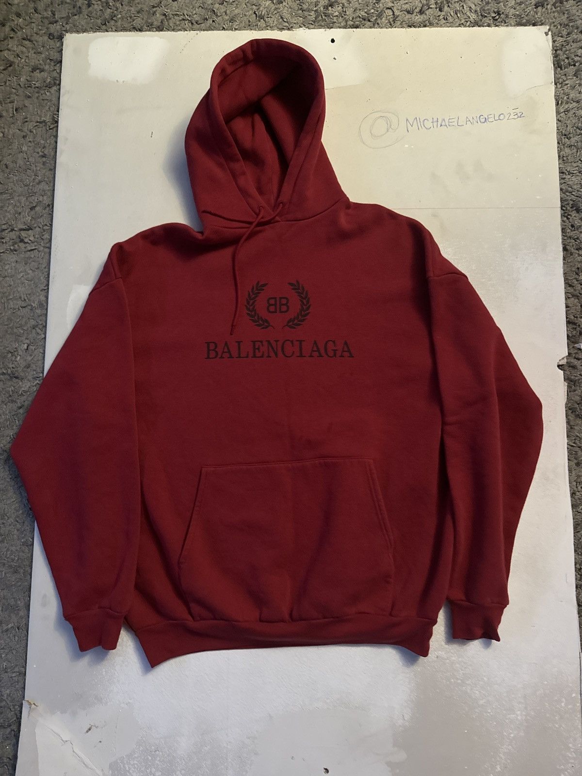 image of Balenciaga Red Crest Hoodie, Men's (Size XS)