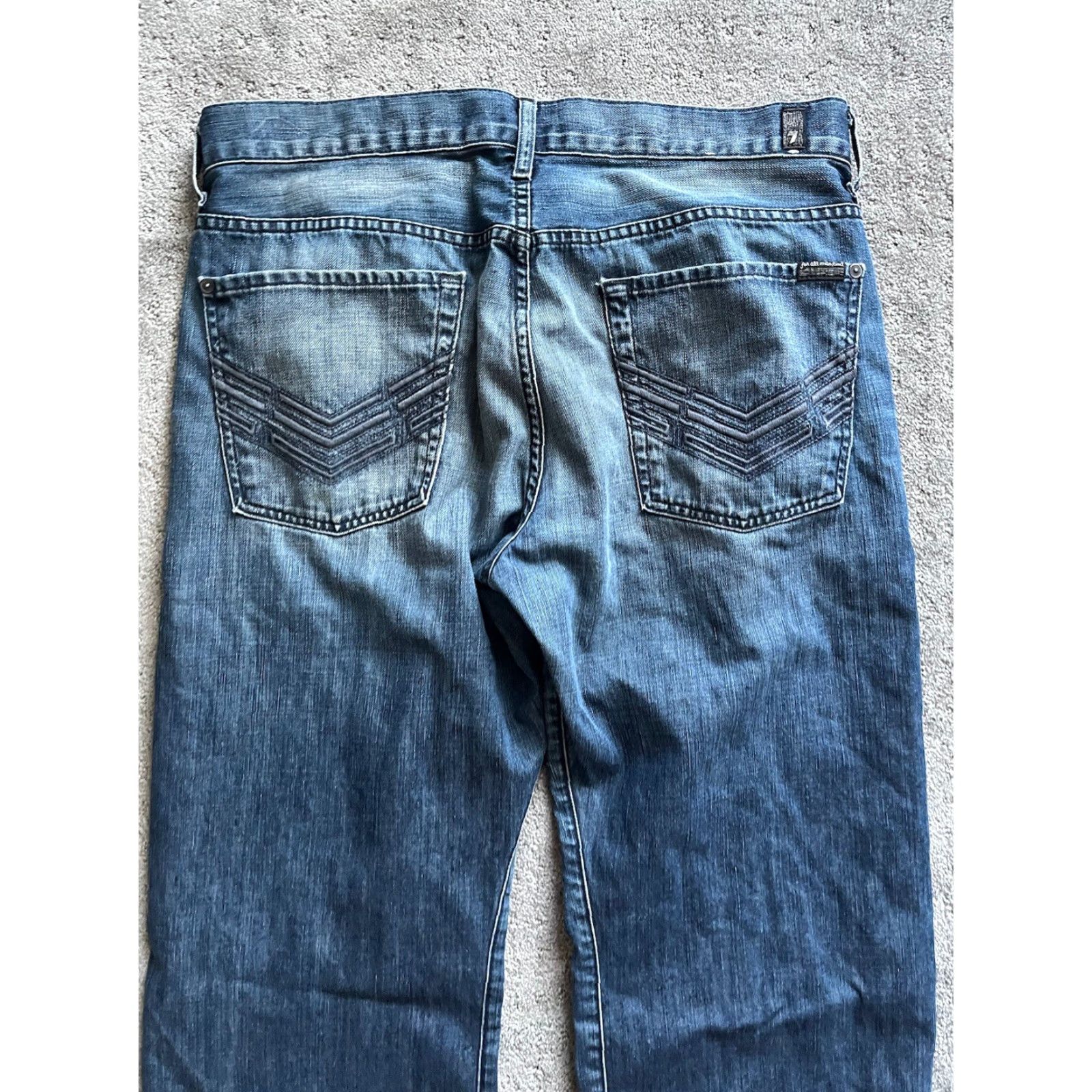 7 For All Mankind 7 FOR ALL MANKIND Jeans Relaxed Men Mid Rise Blue 36 Denim 5-Pocket Zipper Button Inseam 31 Socket Cut Off Hemmed Vintage No Size US 36 / EU 52 - 2 Thumbnail