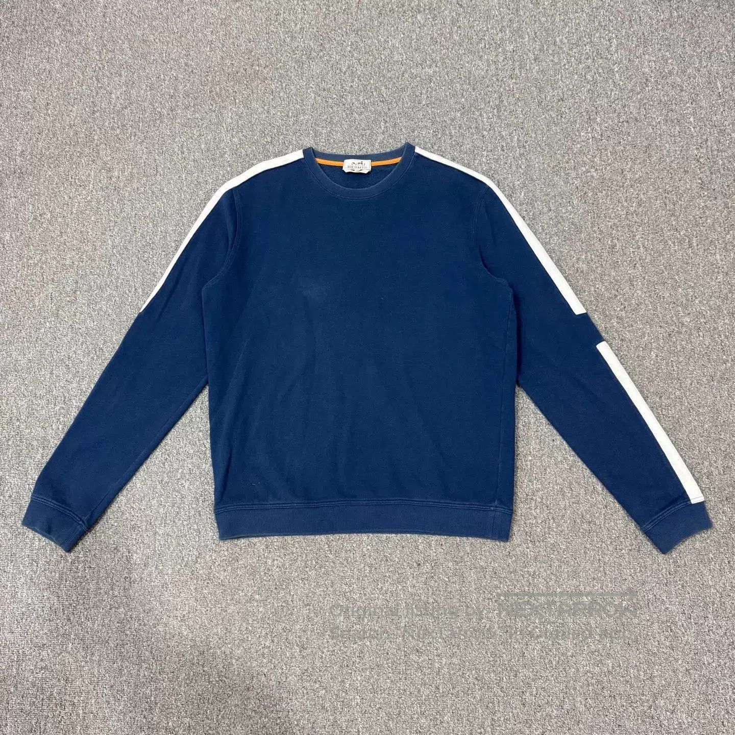 Hermes Blue Long Sleeve Sweatshirt with White Side Stripes XL. Size US XL / EU 56 / 4 - 1 Thumbnail