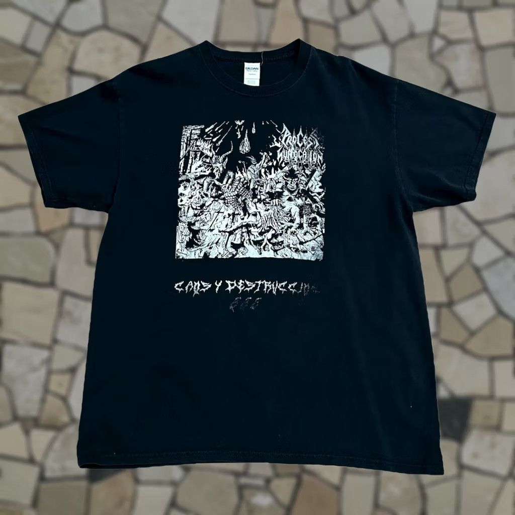 Gildan Process Of Suffocation Death Metal Band Tee Shirt Size Large Old School Short Sleeve Mens Size US 33 - 1 Thumbnail