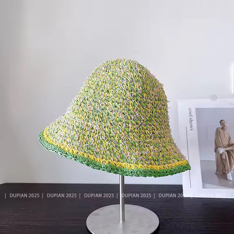 Japanese Brand Dopamine Mixed Color Handmade Straw Hat Size ONE SIZE - 2 Thumbnail