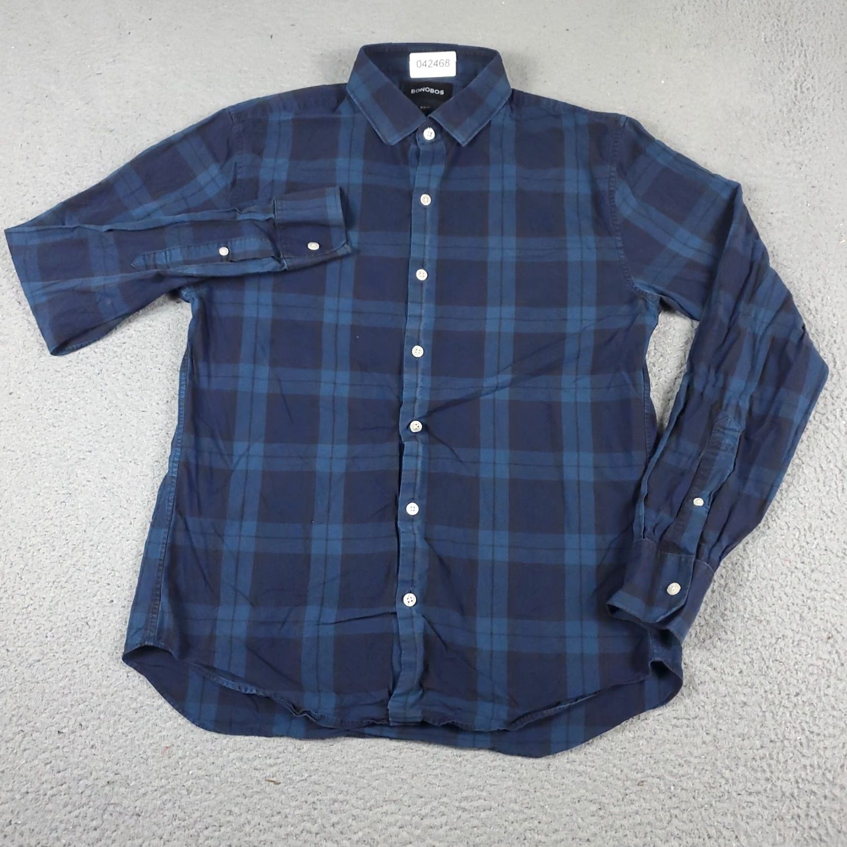 Bonobos Bonobos Shirt Mens Medium Blue Plaid Button-Up Long Sleeve Casual Shirt - Cotton - Regular Fit - Navy/Blue - Button-Down Collar - Men Size US M / EU 48-50 / 2 - 2 Thumbnail