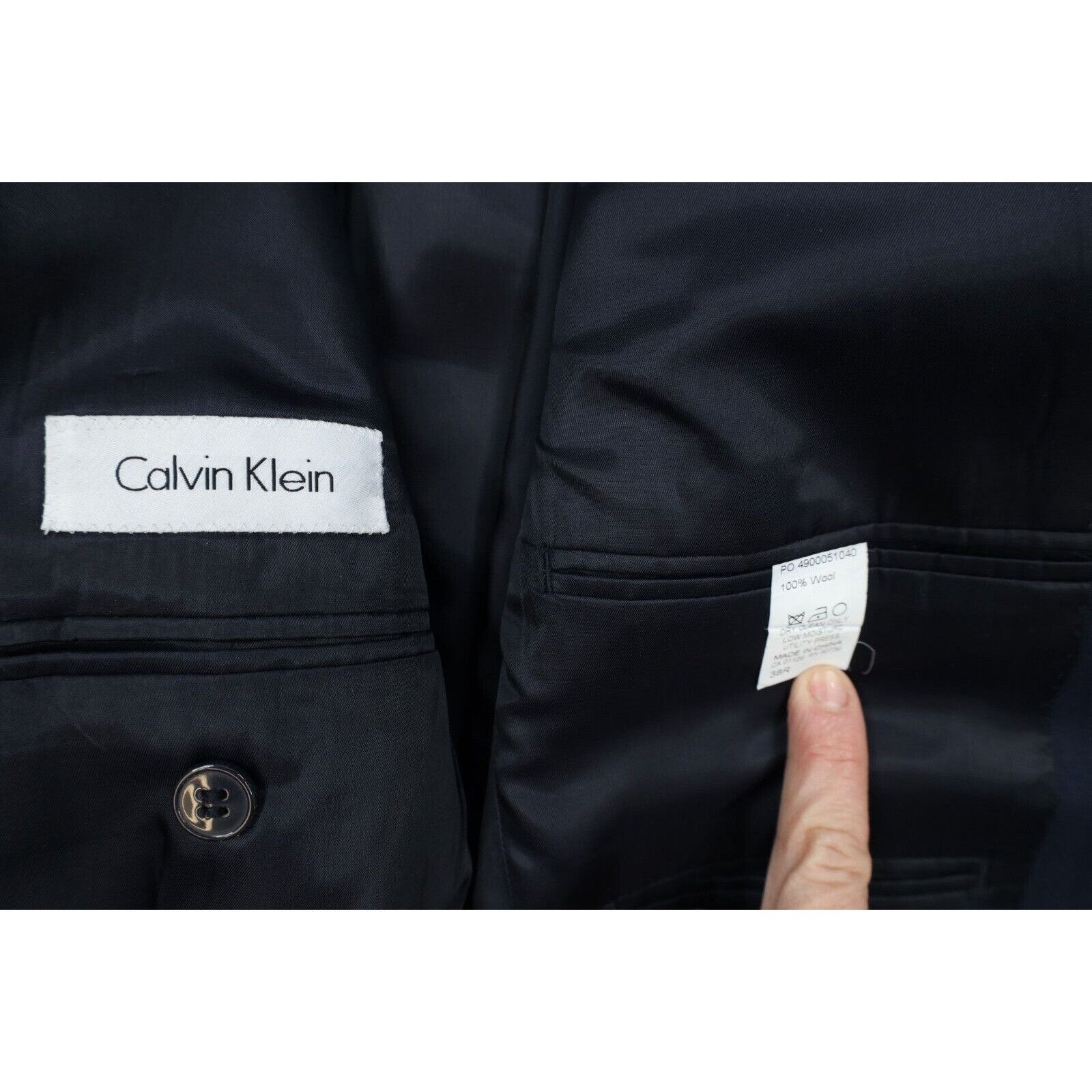 Calvin Klein Calvin Klein Wool Striped 2 Piece Suit Wedding Dark Blue Size 38R - 5 Thumbnail