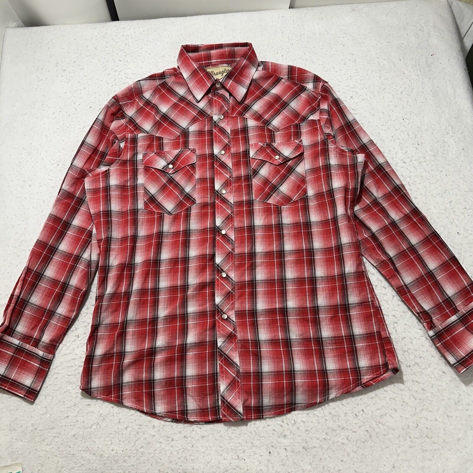Wrangler Wrangler Large Pearl Snap Button Down Shirt Plaid Western Size US L / EU 52-54 / 3 - 1 Thumbnail