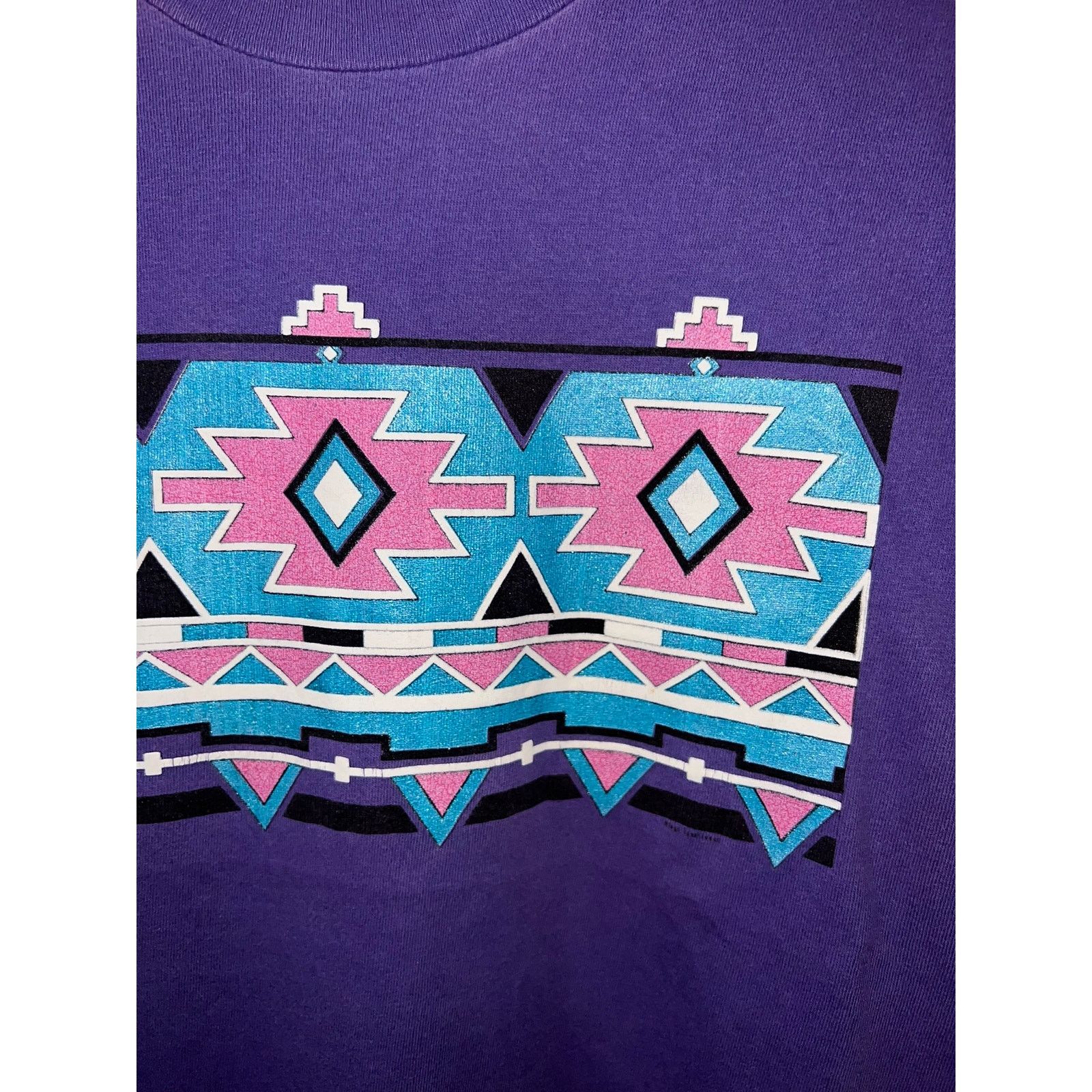 Hanes 90s Vintage Purple Native American Aztec Purple Shirt VTG L Size US L / EU 52-54 / 3 - 4 Thumbnail
