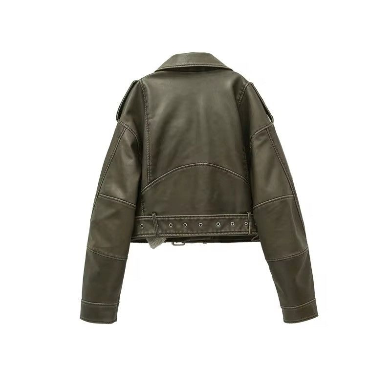 Jean Retro Carbon Oversized Loose Pu Faux Leather Short Jacket Size XL / US 12-14 / IT 48-50 - 3 Thumbnail