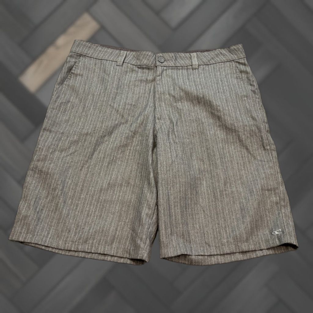 O'Neill O’Neill Shorts Men’s 38 Gray Striped Chino Casual Skate Surf First In Last Out Shirt Mens 38 Gray Striped Chino Pocket Pockets Size US 38 / EU 54 - 1 Thumbnail